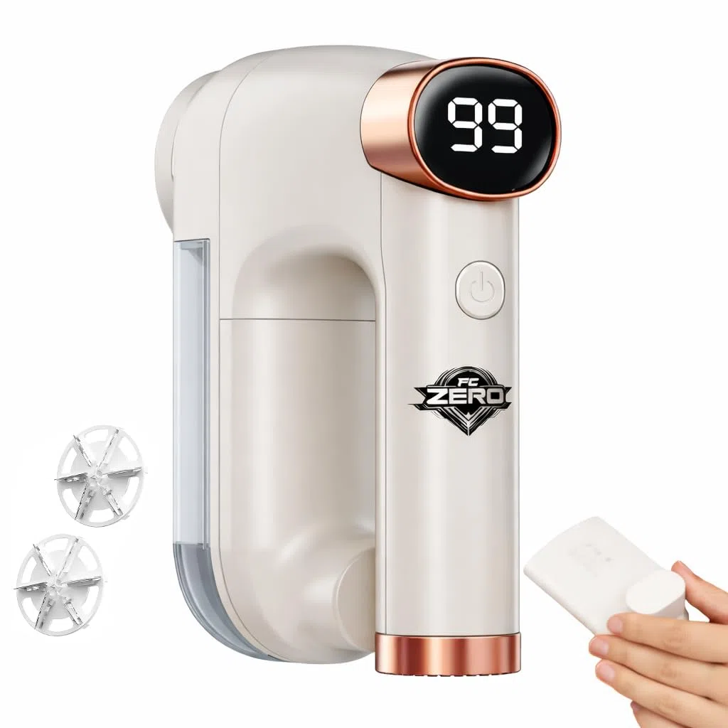 FC ZERO Levapelucchi Elettrico Ricaricabile USB con 6 Lame in Acciaio Inox, 3 Velocità, Contenitore 300ML, Rimuovi Pelucchi per Maglioni, Cappotti, Divani e Tessuti, Batteria 1200mAh, Spazzola Pulizia