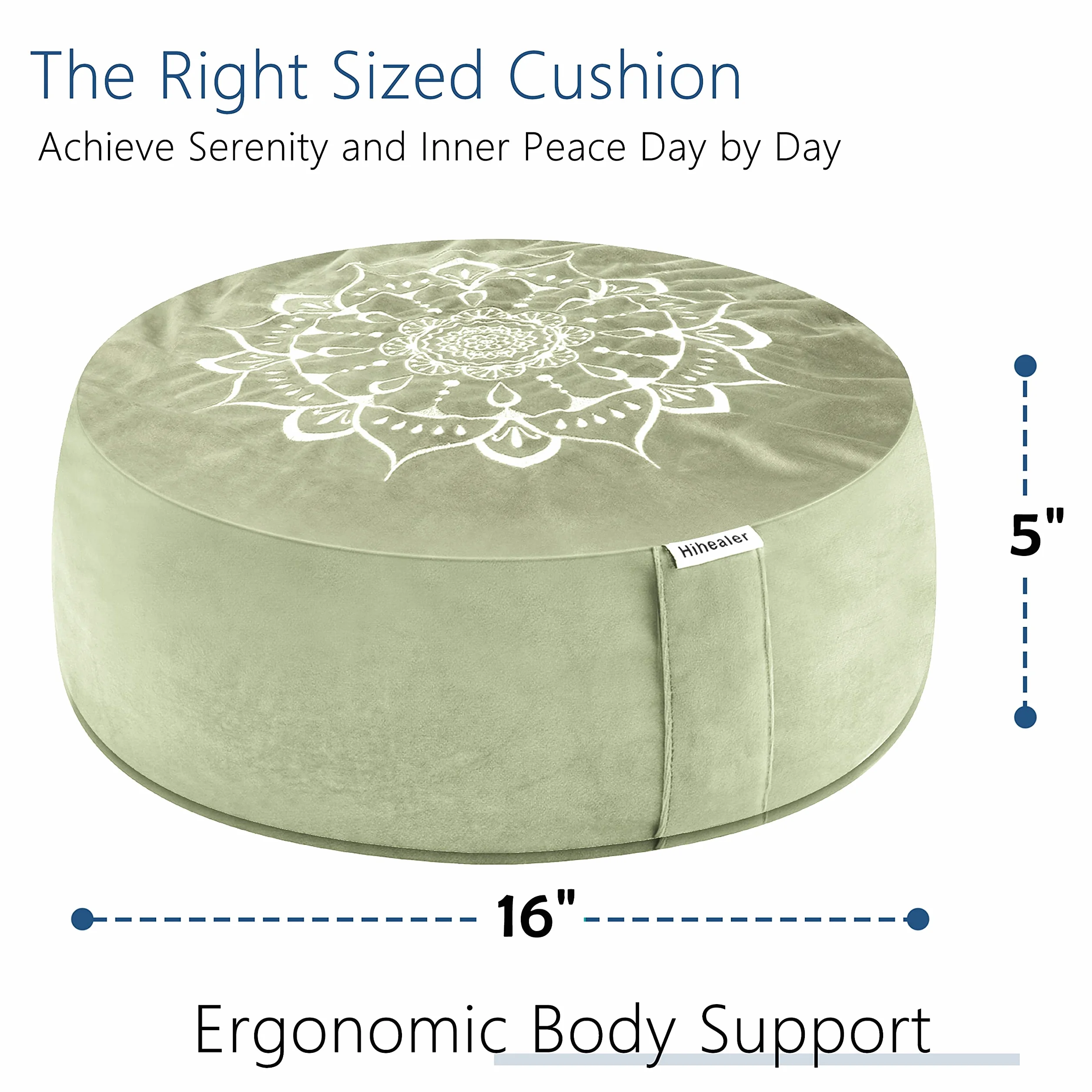 Hihealer Meditation Cushion with Extra Velvet Cover - Large Traditional Tibetan Meditation Yoga Floor Cushion Pillow Zafu Filled by Buckwheat Hulls, Great Gift for Women