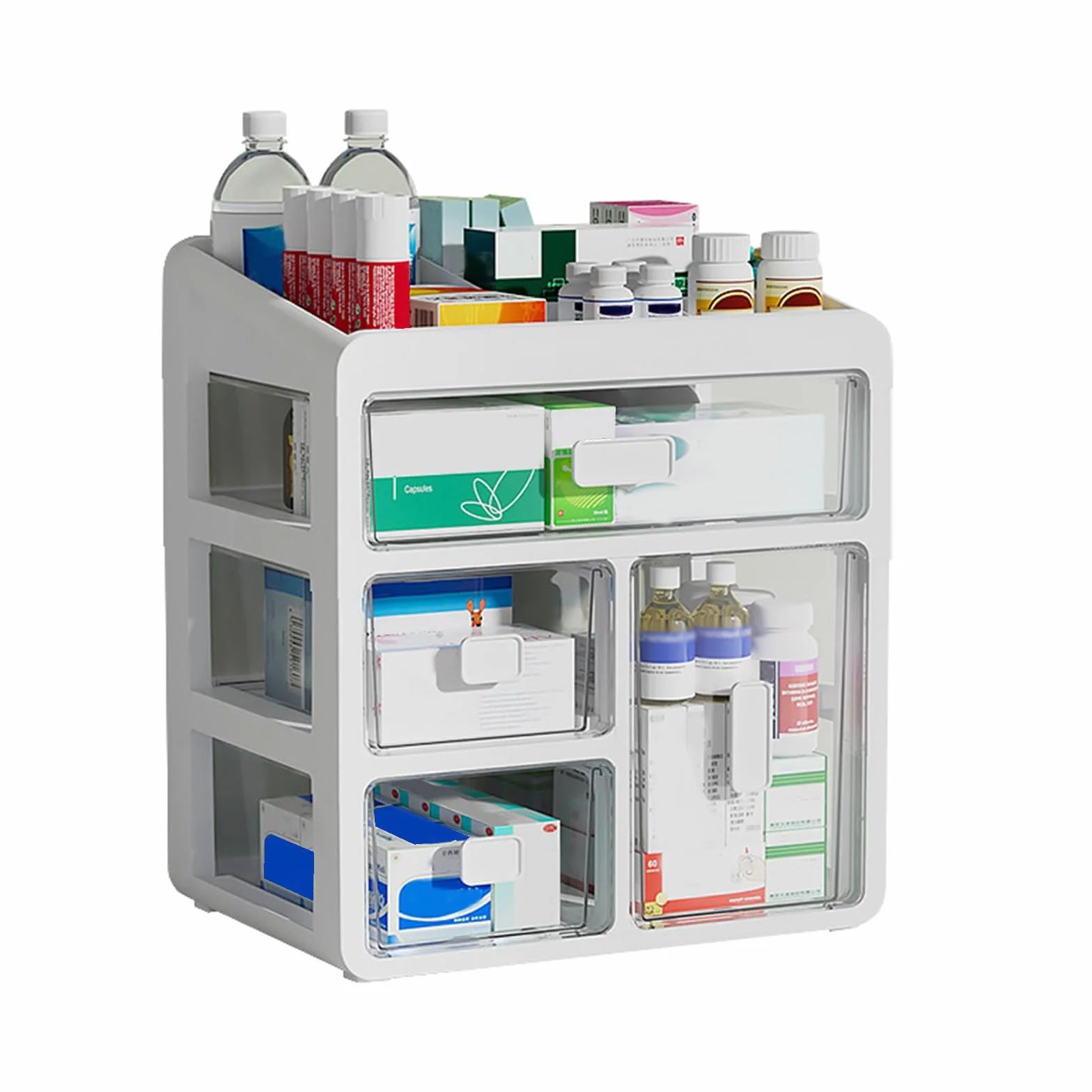 Armadio Della Medicina Domestica, Cassettone A 4 Livelli, Contenitore Per Medicine, Per La Casa E L'Ufficio Dorm