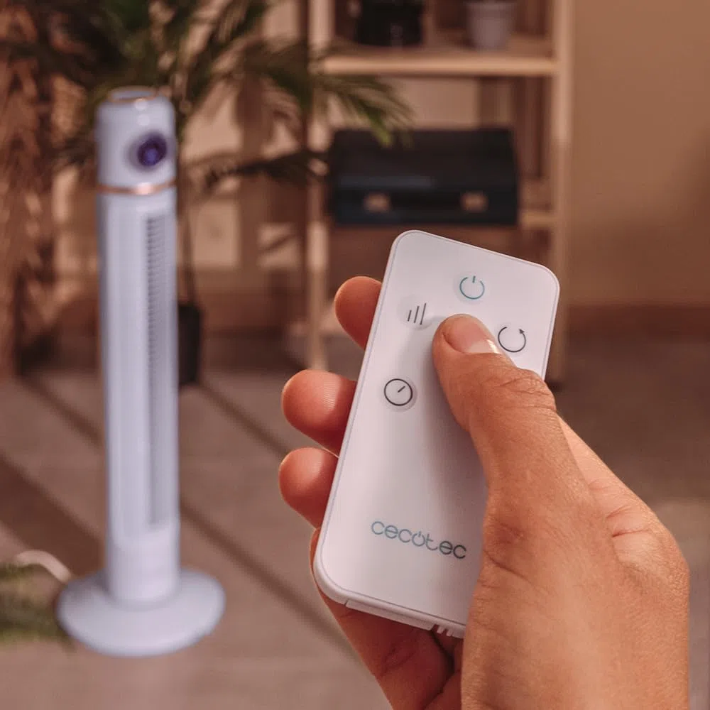 Cecotec - Ventilatore a torre EnergySilence 1090 Skyline Retro Smart Blue da 81 cm, 40 W, display LED, touch e telecomando, 3 velocità, 3 modalità, timer 12 ore e 72a oscillazione