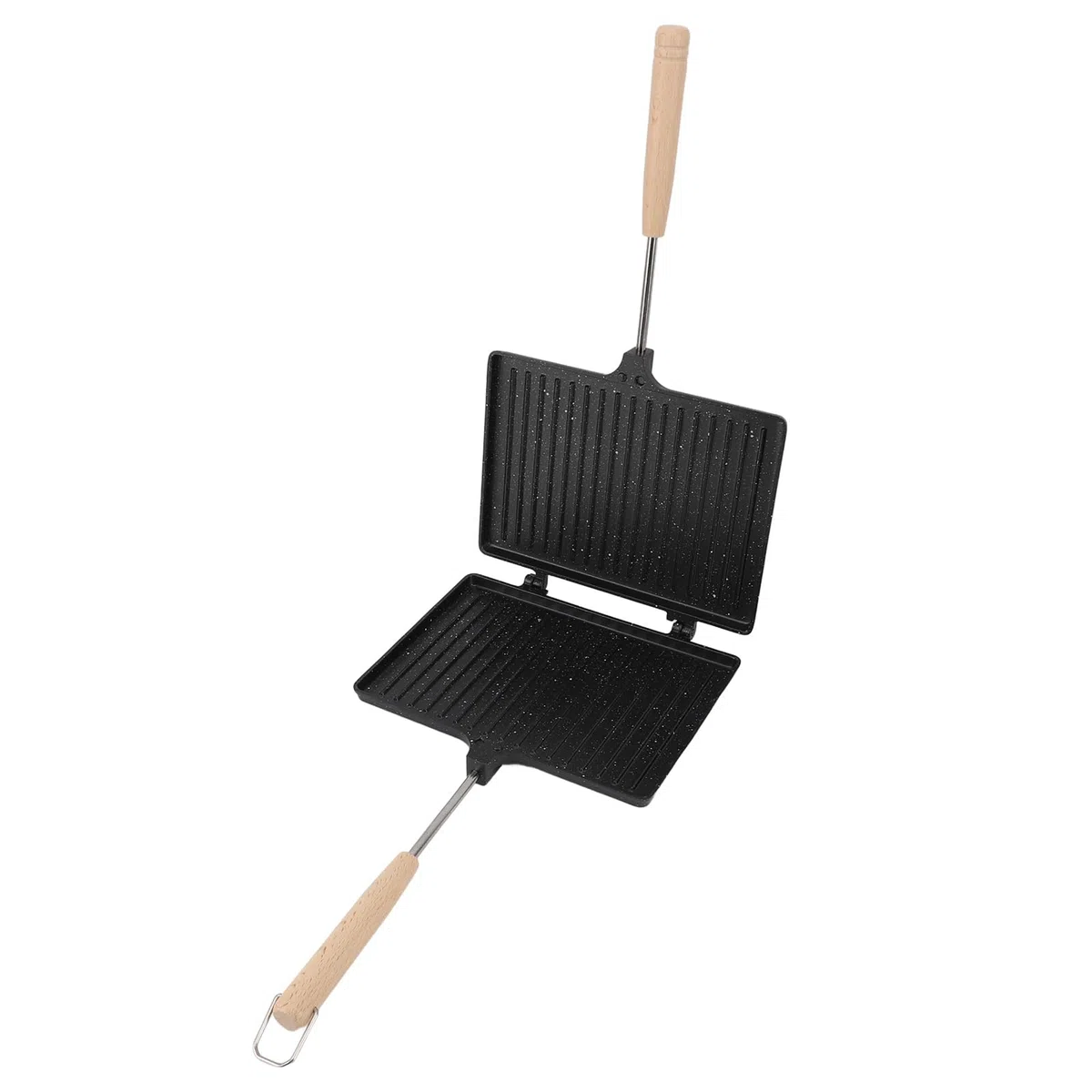 Panini Press Sandwich Maker, Tostapane a Gas a Doppia Faccia Antiaderente, Tostapane a Mano da Campeggio in Alluminio, Griglia per Pressa per Panini per Toast, Waffle, Colazione