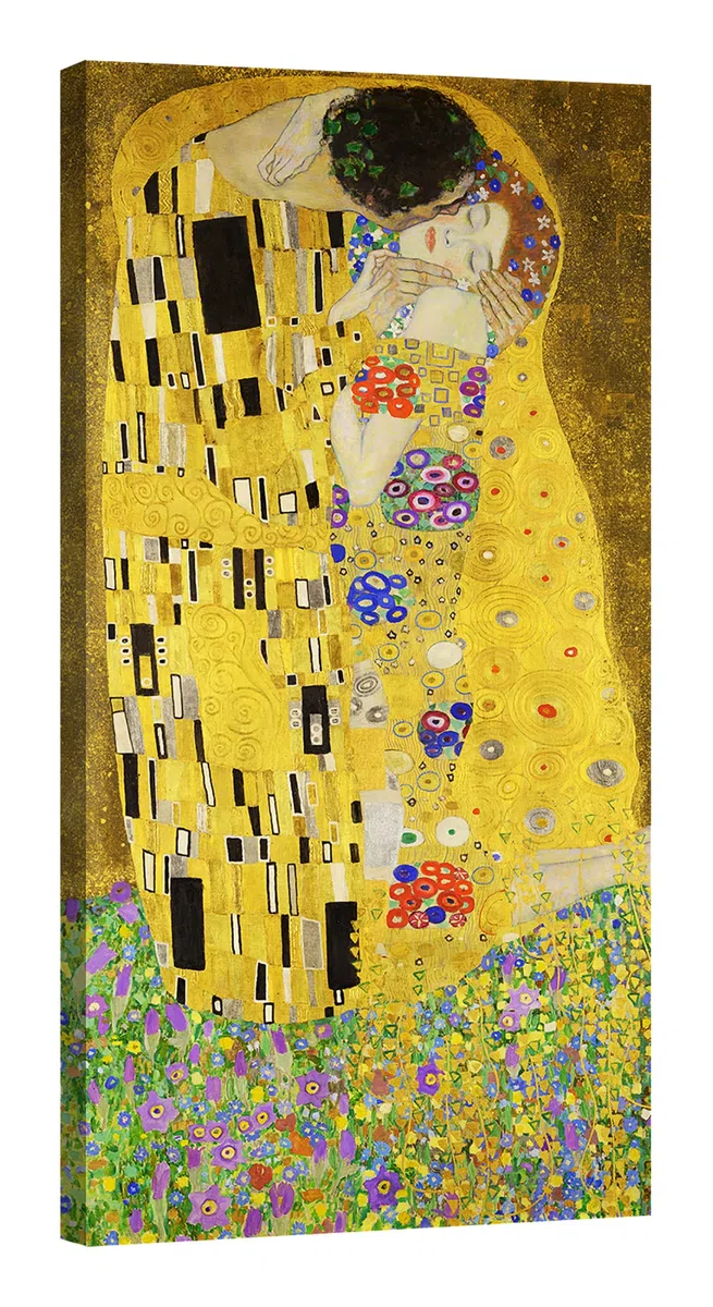 canvashop Quadri moderni Klimt il bacio 60X30 cm Stampe da parete Quadro verticale su tela canvas soggiorno