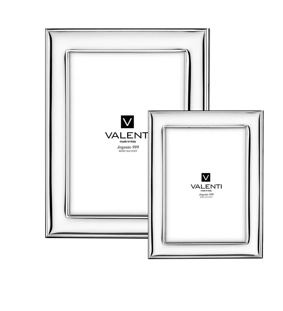 VALENTI & CO. Cornice Portafoto 13x18 cm in Argento Lucido, Ideale come regalo per Matrimonio, Cerimonia o Compleanno