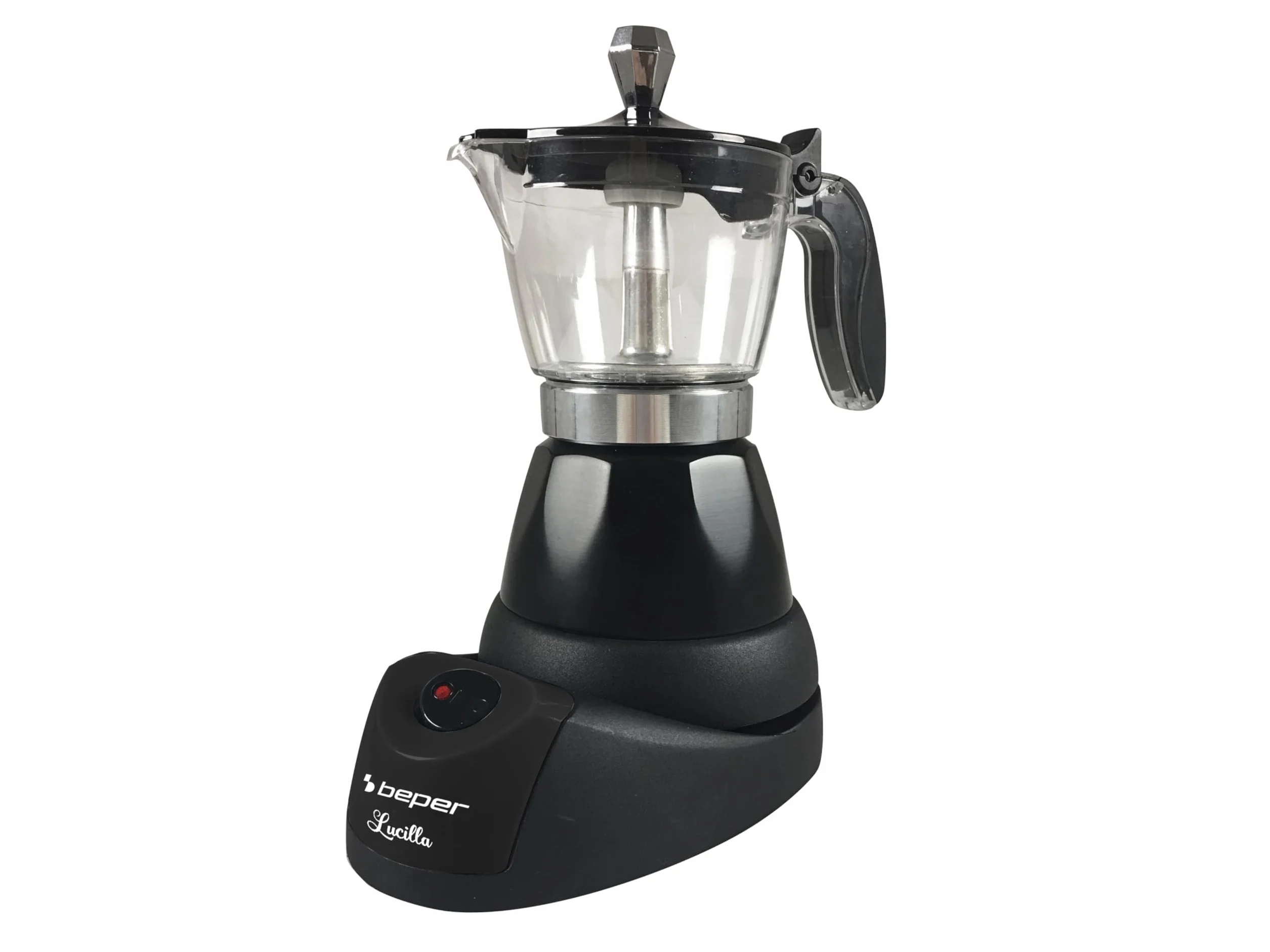 BEPER BC.040N Caffettiera Elettrica- Moka elettrica, Capacità 3 tazze, Riduttore 1 tazza, Mantenimento temperatura per 30' min, Nera