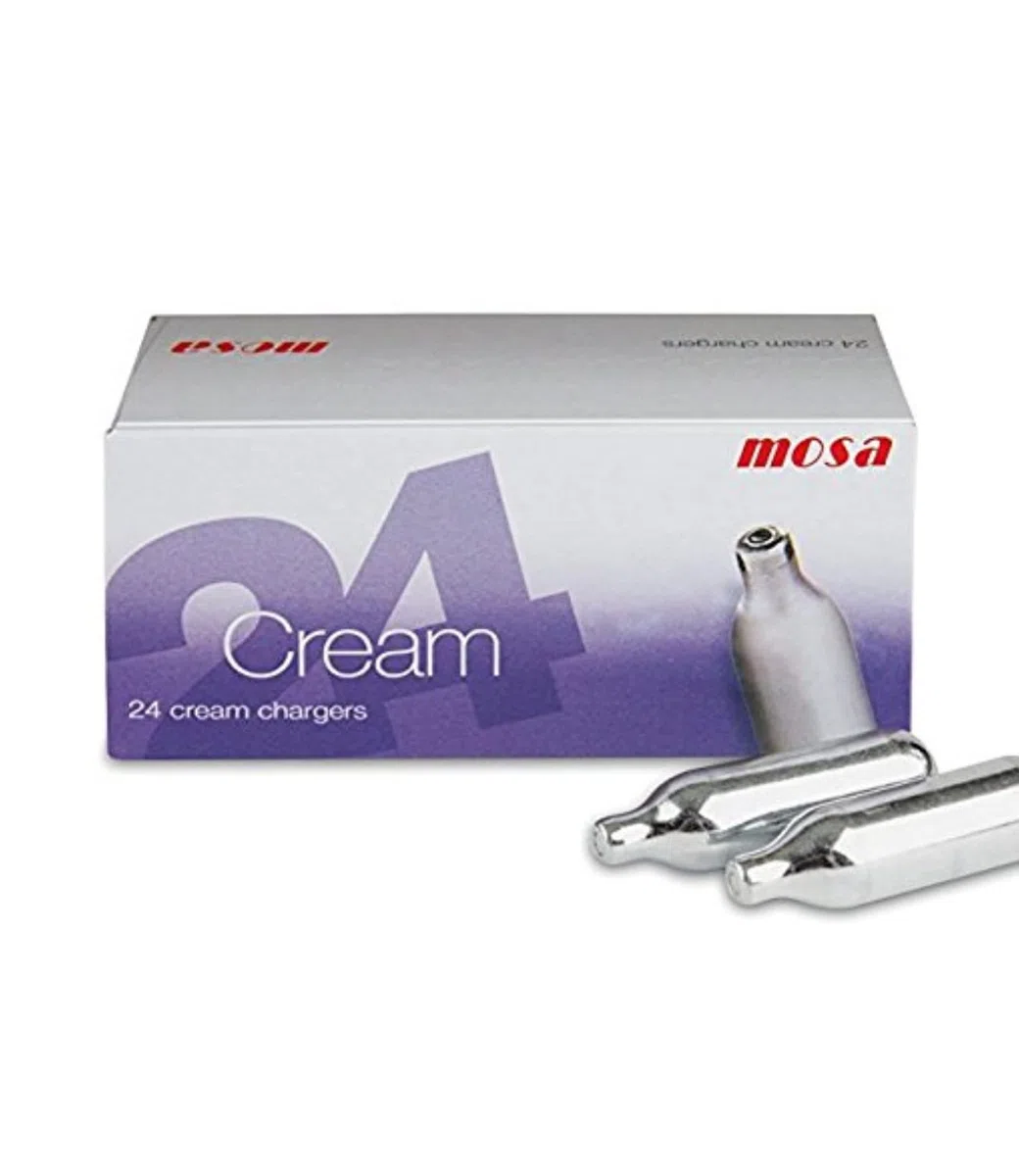 Mosa 24 caricabatterie panna montata, 8 g caricatore crema N2O, 8 g per sifone culinario ricariche universali, 100% acciaio riciclabile