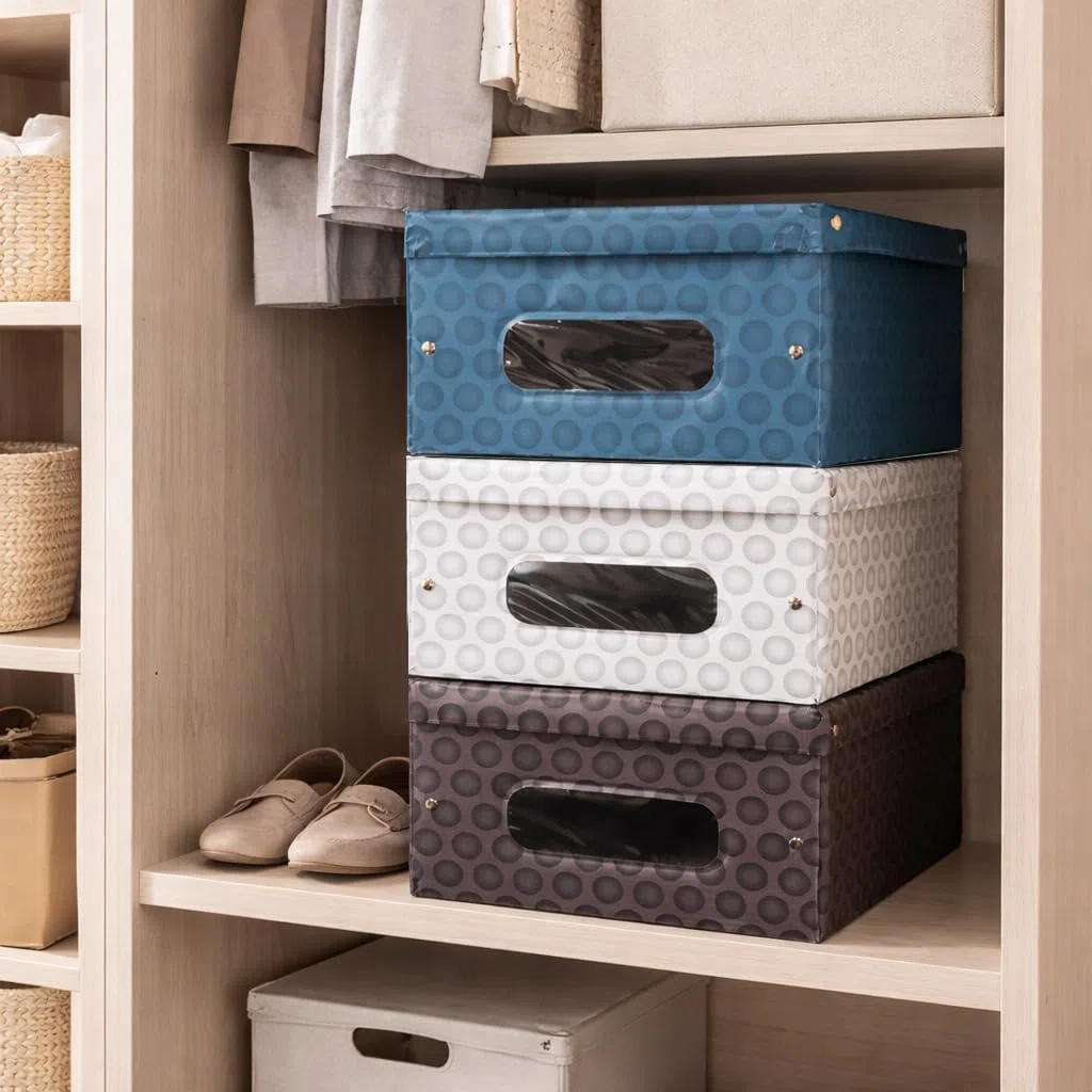 Set Scatole Contenitori - per Armadio, Sottoletto, Organizzatori Rigidi, Salvaspazio, Biancheria, Giochi Bambini, Scarpe, Coperte, Impilabili, Richiudibili - Assortito (Golf-6 pz)