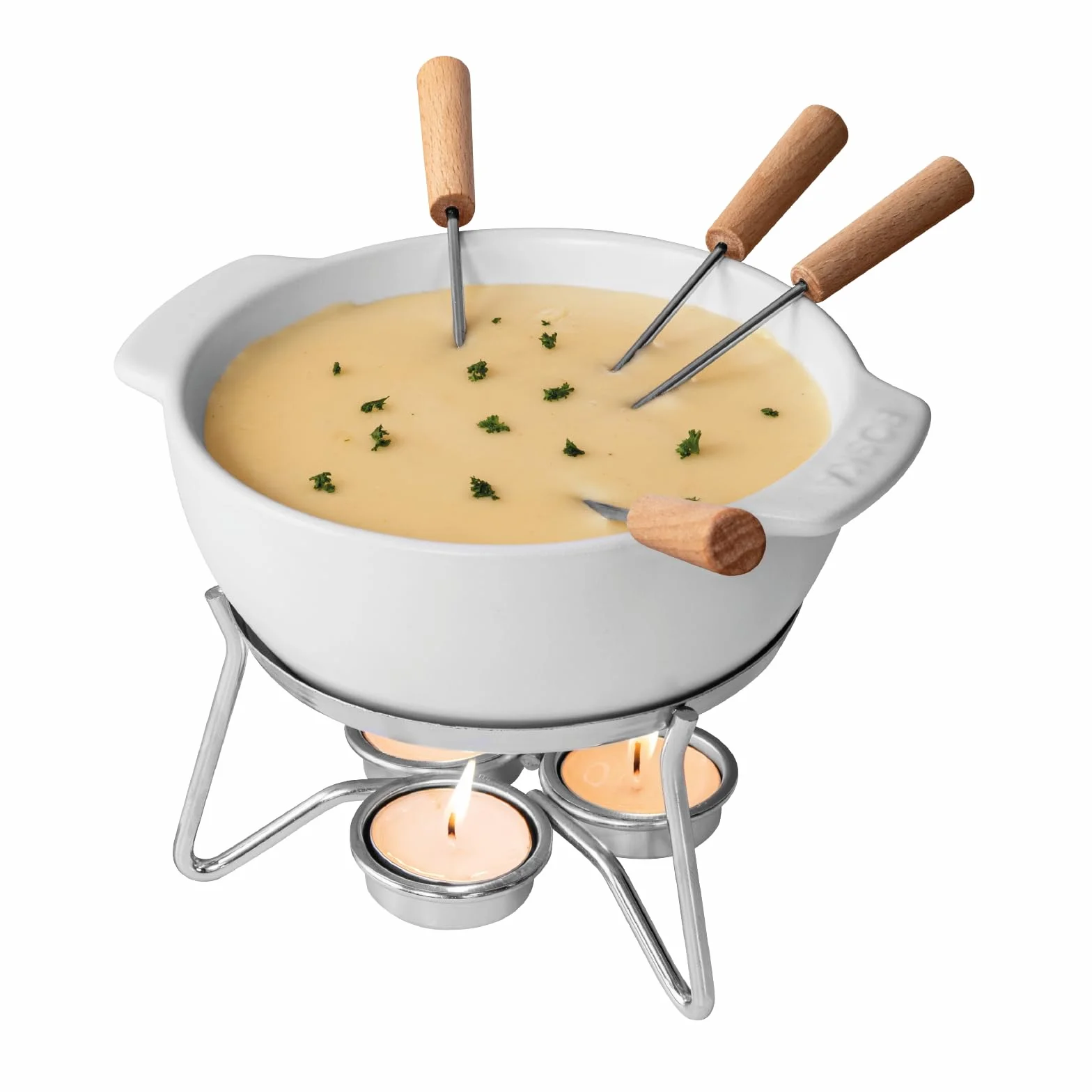 Boska Set per la bourguignonne Party/Adatto per il microonde/Ceramico/Stuzzichini per 4 persone/Bianco / 750 ml