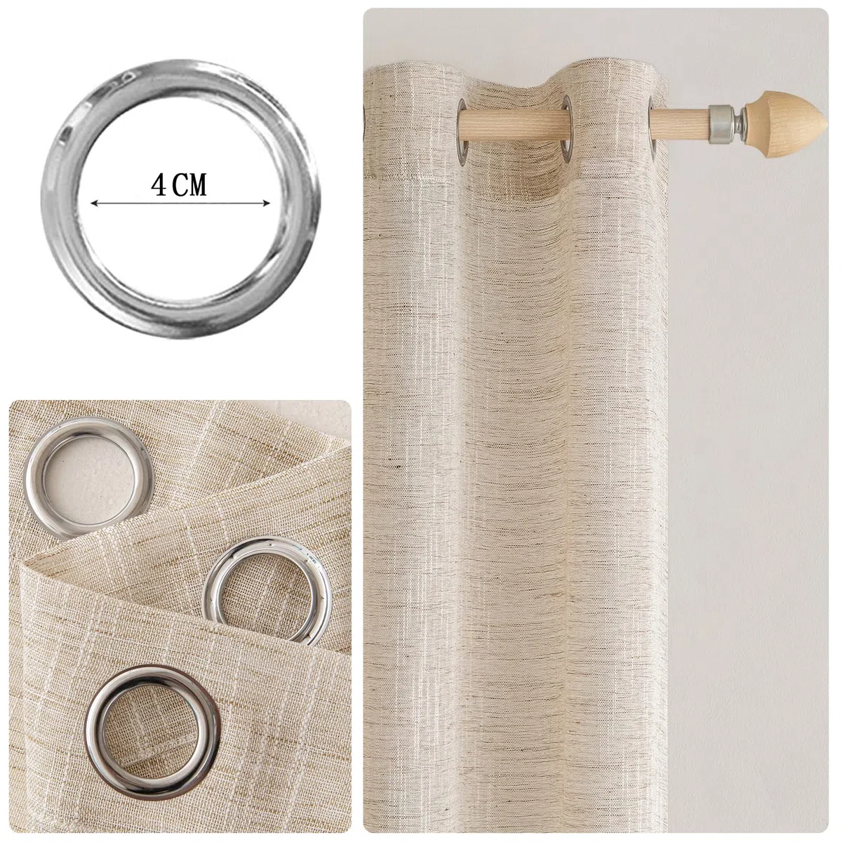 MIULEE Voile Tende Lino Tenda a Pannello Tende per Interni Traslucido Tende Camera da Letto Moderne per Soggiorno Lino Trasparente per Porte Balcone Adatte 140x260 cm Naturale 2 Pannelli