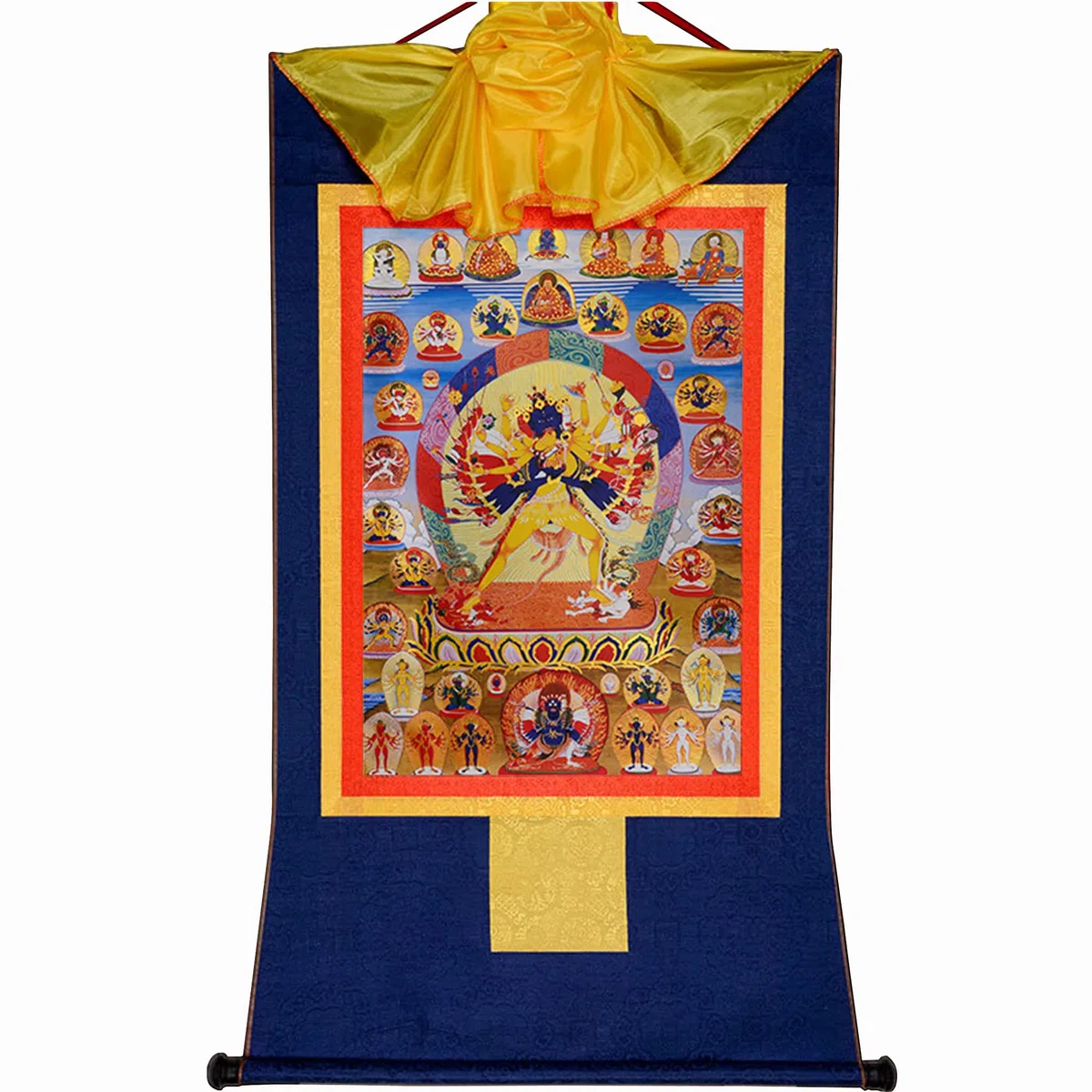 Gandhanra Thangka Tibetano - Kalacakra Vajrayogini Thangka - Arazzo di Buddha a Stampa Dorata per Decorazione Zen, Meditazione, Rilassamento Spirituale e Pace