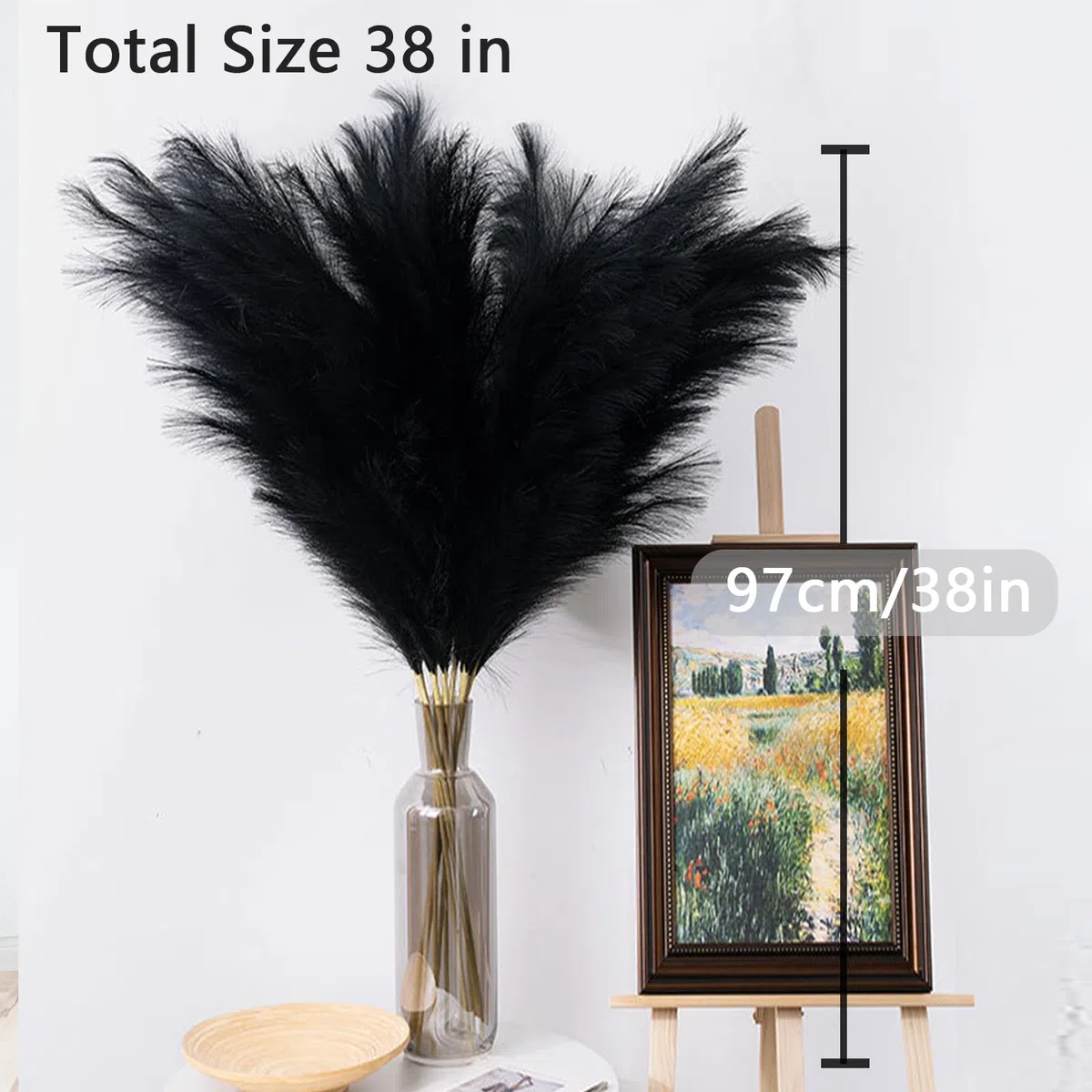 10 erba della pampa nera alta – 96,5 cm, erba della pampa artificiale, alta erba della pampa, bouquet di fiori e riempitivo per vasi bohémien, decorazione per la casa, matrimonio, festa della