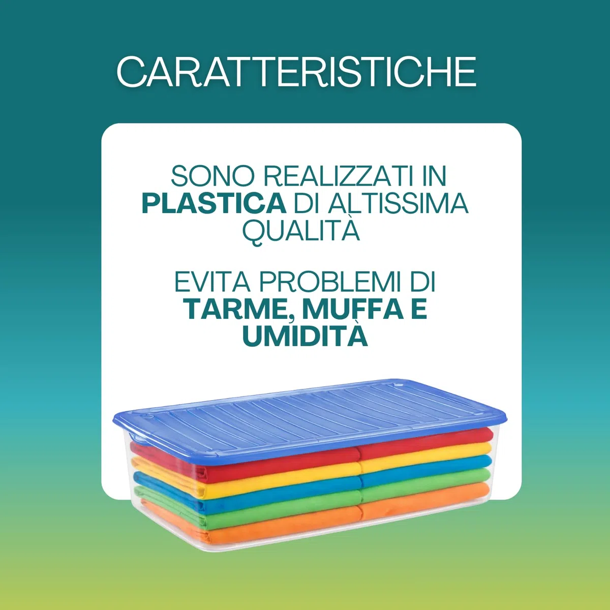 PALUPLUS 3 Contenitori Portabiancheria, misura 60x40x17 cm e capacità 27 Lt, Box Trasparente con Coperchio, Organizer salvaspazio per Scarpe, Vestiti, Giocattoli -1125 (Blu)