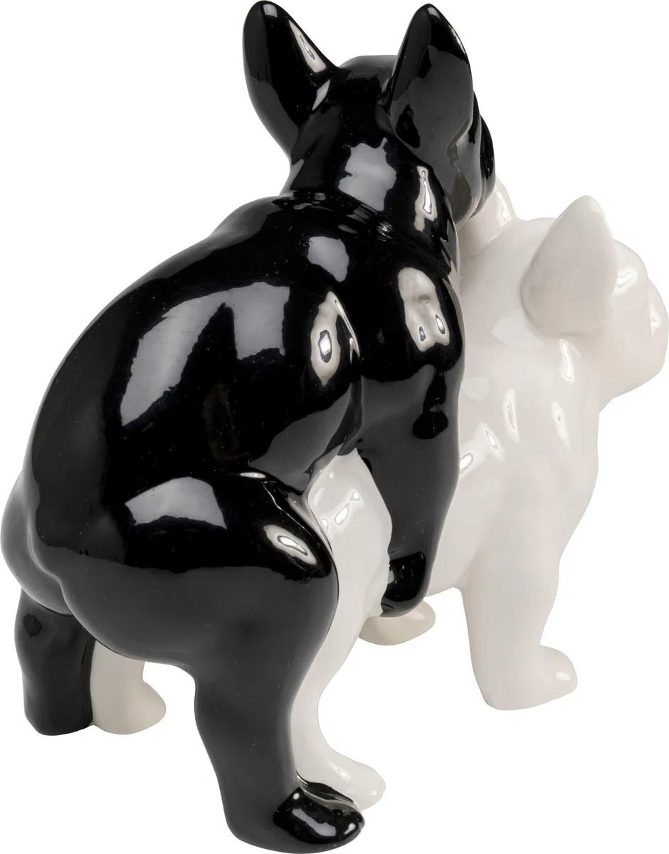 KARE Design figura decorativa Love Dogs, nero/bianco, motivo cani, idea regalo amanti cane, animali porecellana, decorazione divertente, pop art, 18 cm, Bianco/Nero