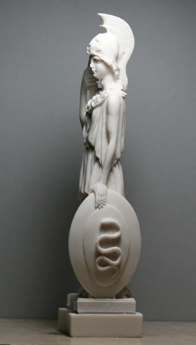 Statua in alabastro Atena Minerva della Saggezza, realizzata a mano, 24,9 cm