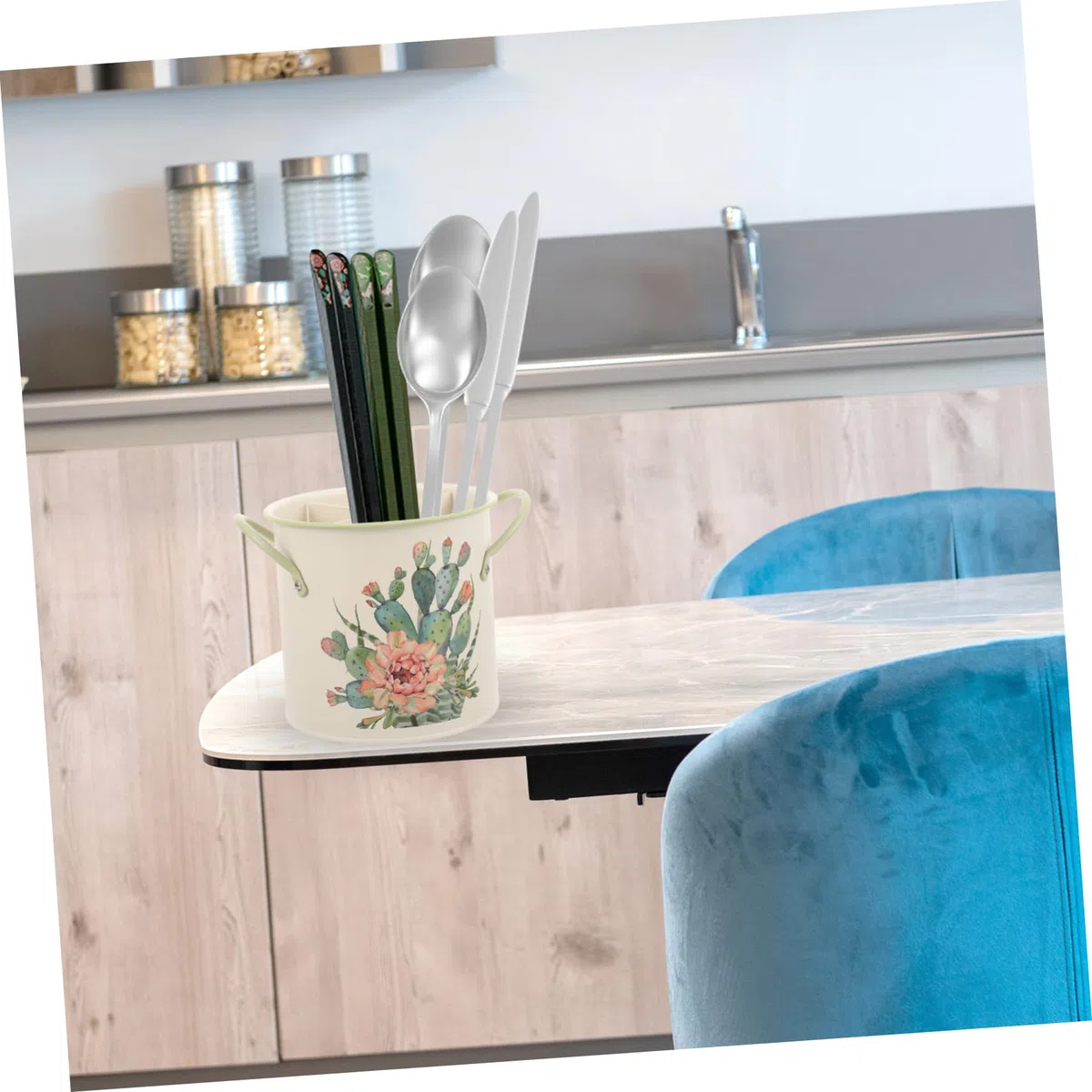 Porta Bacchette Decorativo con Secchiello Supporto Portatile per Utensili da Cucina Organizer per Bacchette Appoggia Cucchiaio Design Elegante Funzionale