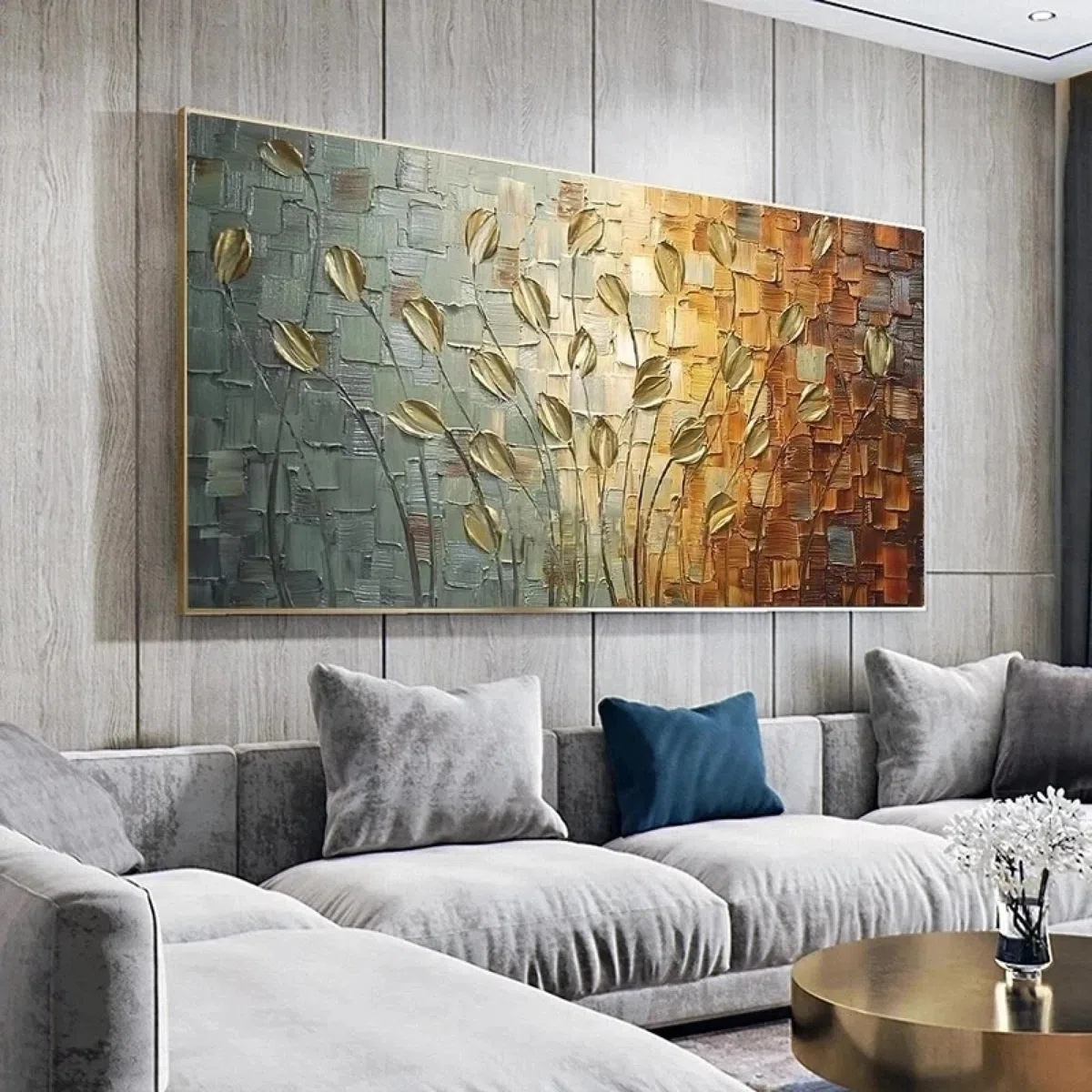 WHXHJ quadri moderni soggiorno Pittura a olio con fiori quadro su tela, Art Quadro da parete ideale per pareti del soggiorno, bellissima decorazione artistica, Senza cornice 70x140 cm