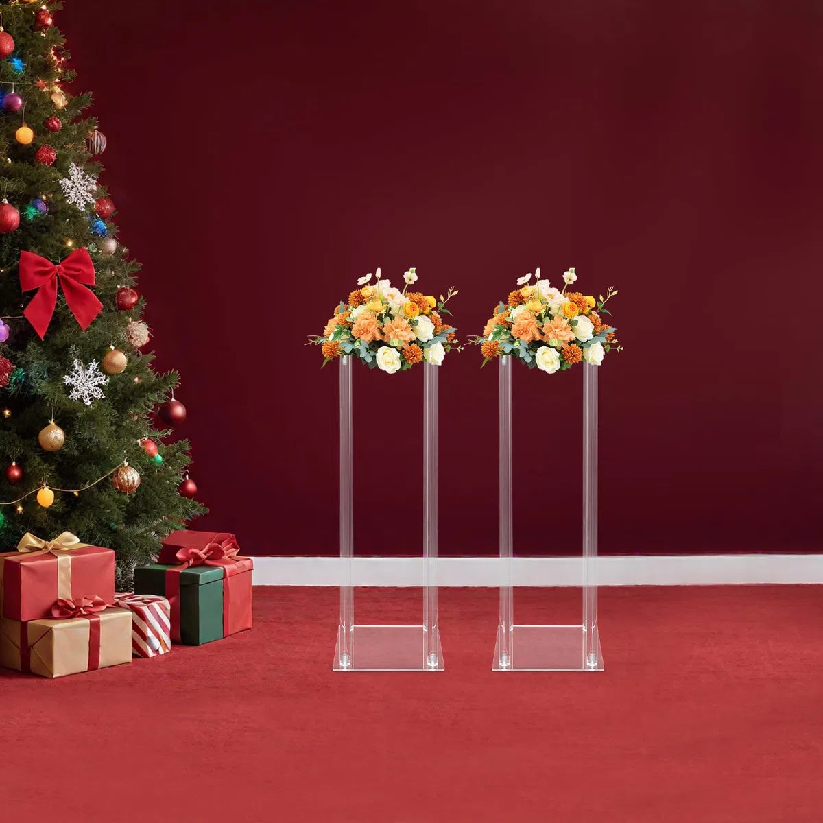 Set di 2 supporti per fiori in acrilico, trasparenti, decorazione per matrimoni, feste, compleanni, eventi