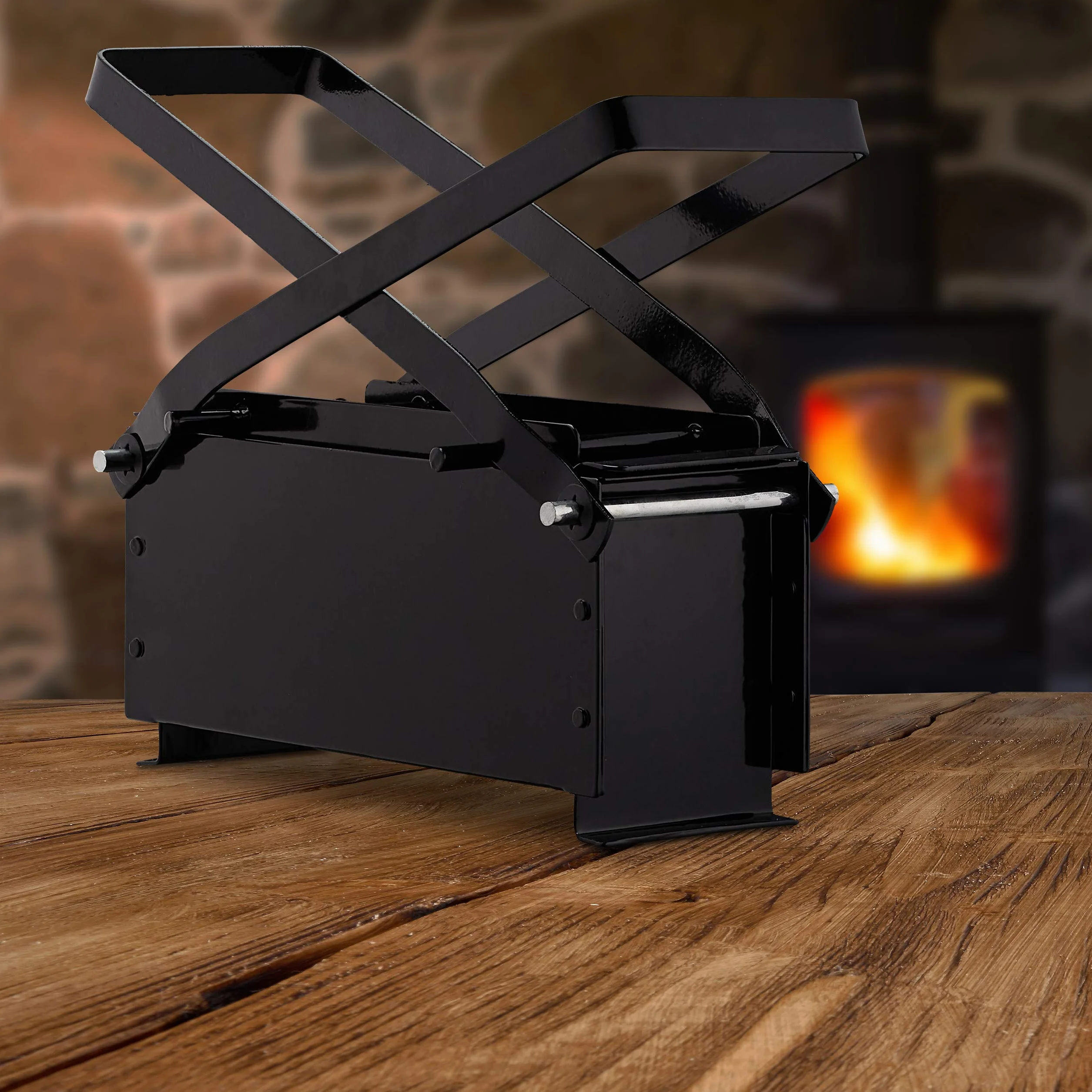 Relaxdays Bricchettatrice per Cartone, Pressa per la Carta in Acciaio, Compattatore di Rifiuti Domestici Manuale, Nero