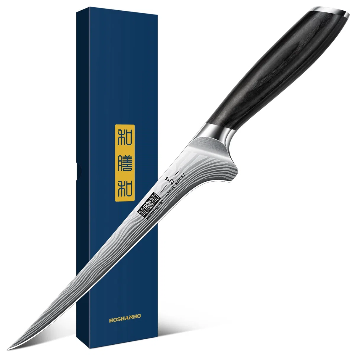HOSHANHO Coltello per Sfilettare 18 cm, Altamente Affilato Coltello da Disossare per Tagliare Carne, Coltello da Cucina Professionale Giapponesi in Acciaio al Carbonio in Polvere con Manico in Pakka