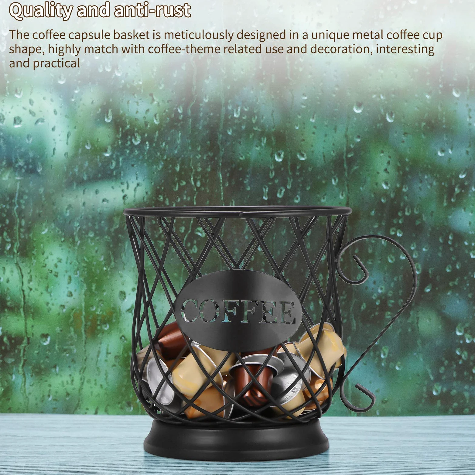 Cesto per Capsule da Caffè, Organizzatore di Cialde, Cestino Portaoggetti Design Originale Nero, Accessori Perfetti Grande Capacità