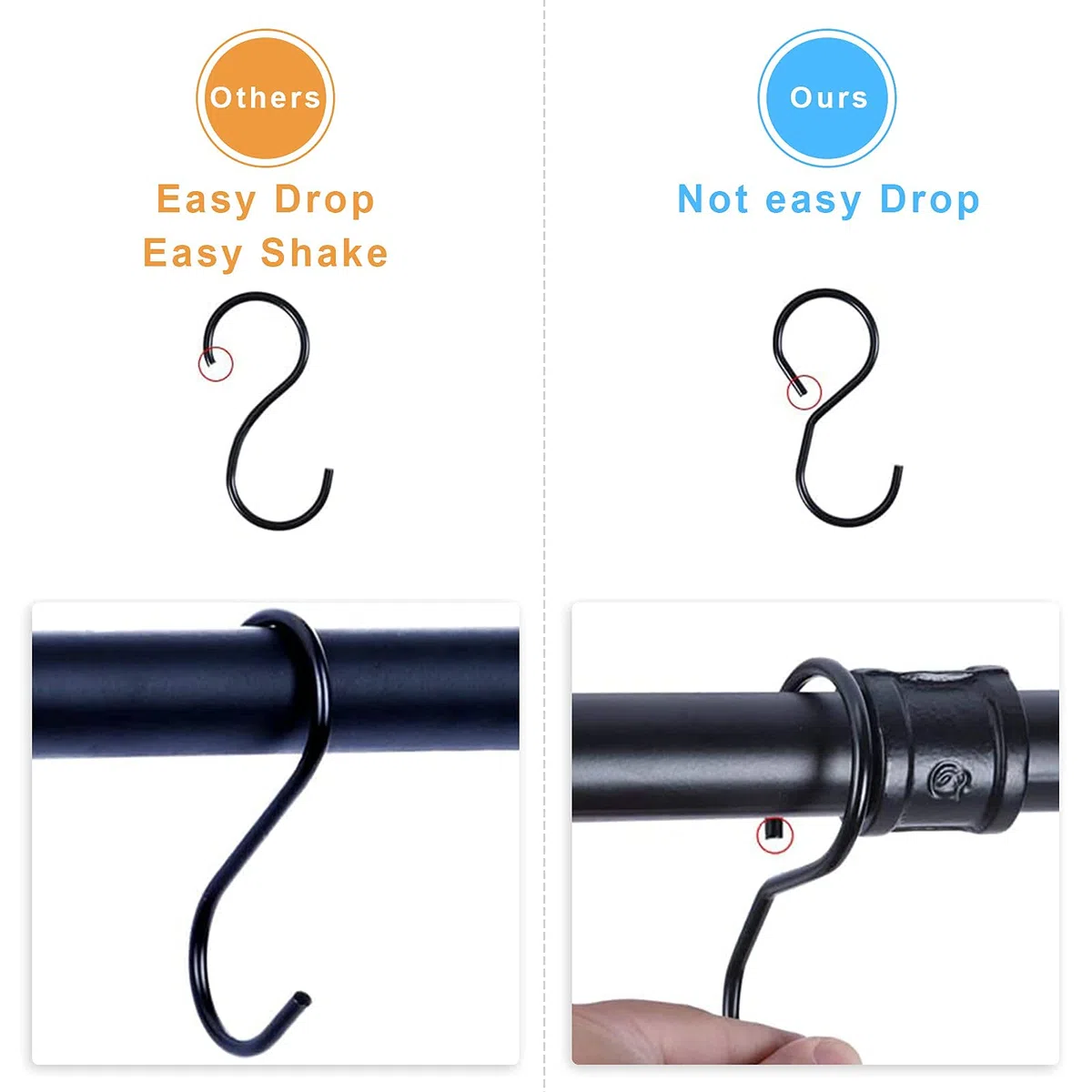 WuGeShop Supporto da parete per pentole, con 10 ganci, organizer per utensili da cucina, portapenne, nero