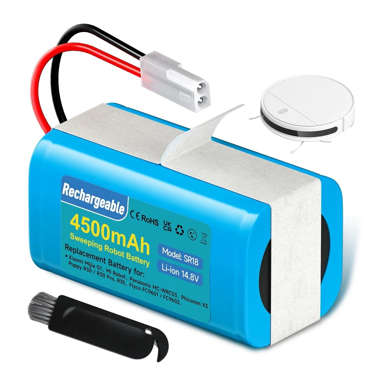 4500mAh Batterie per Rowenta RS-RT900866, per Rowenta Tefal Explorer Serie 20 40 50 60, CMICR18650F5, per Xiaomi Mijia G1, H18650CH-4S1P MJSTG1 Robot Vacuum Cleaner Battery