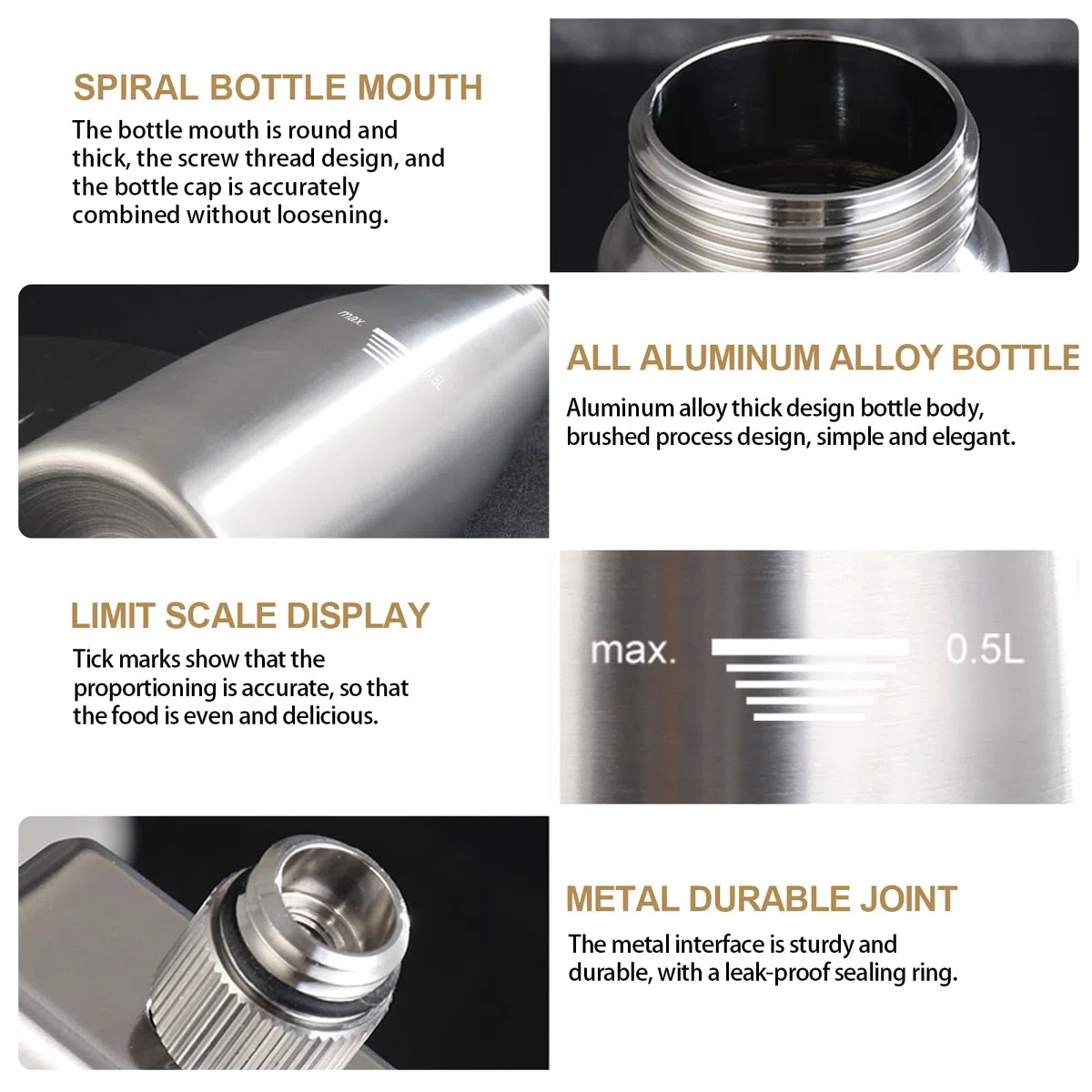 Sifone Panna Montata, 500ml Sifone da Casa e Cucina Alluminio con 3 Ugelli in Acciaio Inox, Sifone per Panna Montata Professionale