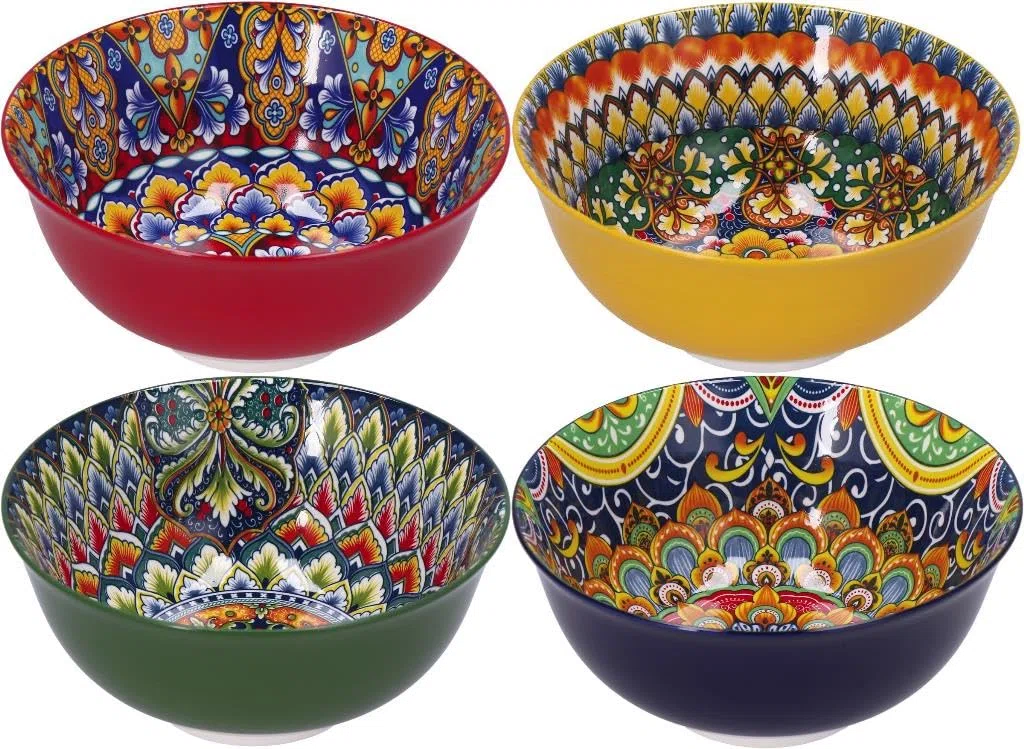 AD TREND 1 Pezzo Ciotola Insalatiera in Ceramica Hilar 20 x 9 cm 4 Decori