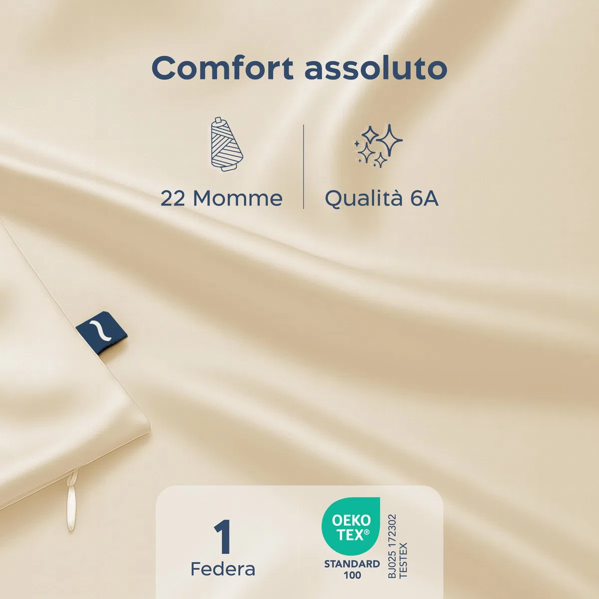 Twinzen Federa in Seta 100% di gelso 50 x 75 cm (22 Momme Seta di Gelso - Grado 6A) Certificata Oeko-Tex - Lusso per i Capelli e la Pelle - 1 Pezzo Avorio