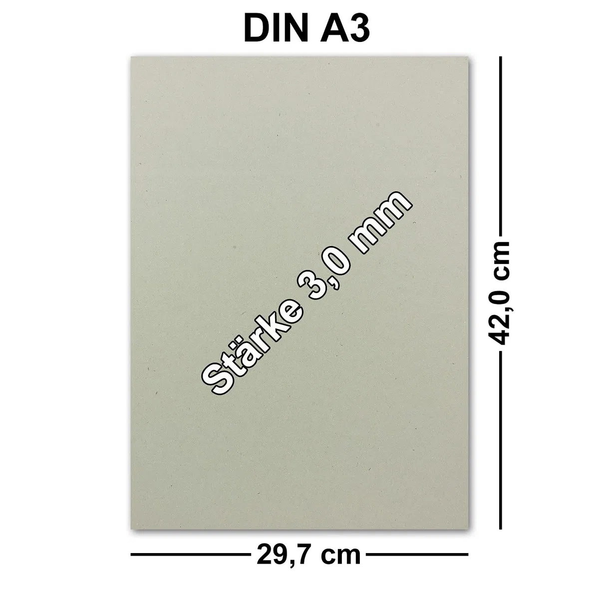 20 cartoncini per rilegatura DIN A3 (29,7 x 42 cm), spessore 2,0 mm (0,2 cm), grammatura 1800 g/m², cartoncino grigio per bricolage, modellismo, rilegatura