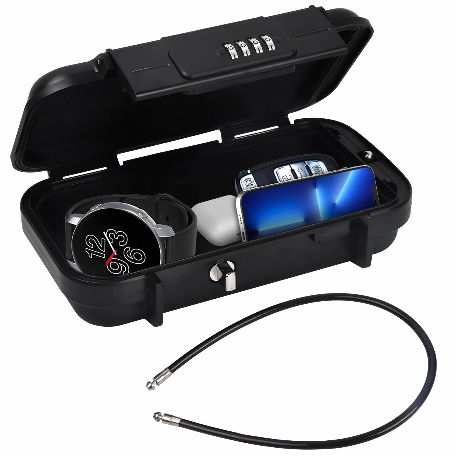Mini Cassaforte Portatile con Combinazione, Cassetta per chiavi di Sicurezza da Viaggio con Corda Metallica Rimovibile, Cassaforte con Combinazione Numeri per Spiaggia, Sampeggio, Casa, Ufficio