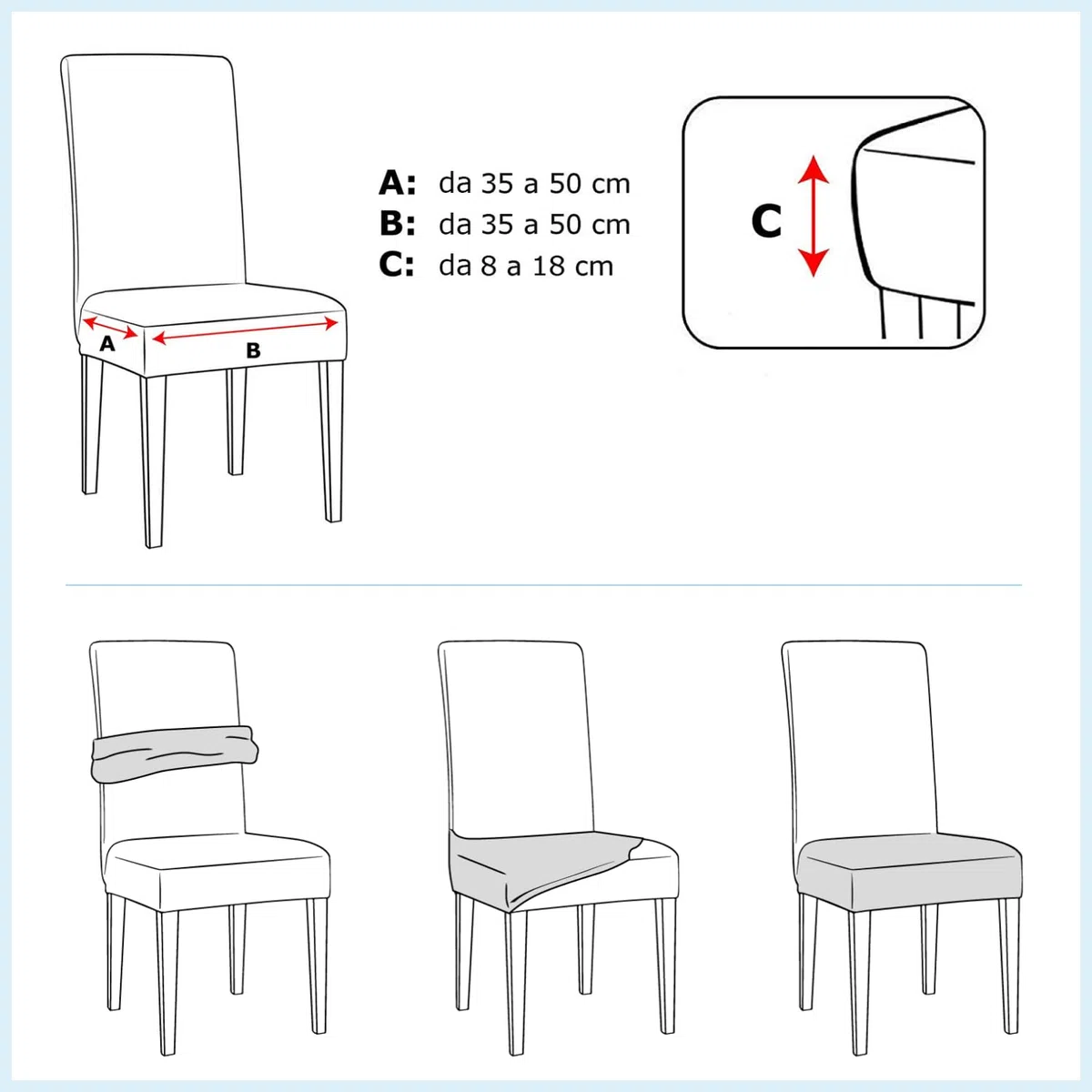 Banzaii – Coprisedia Antimacchia senza Schienale – Coprisedia solo Seduta per sedie da cucina, sala da pranzo, cerimonia, ristoranti – 6 Pezzi Oro Made in Italy