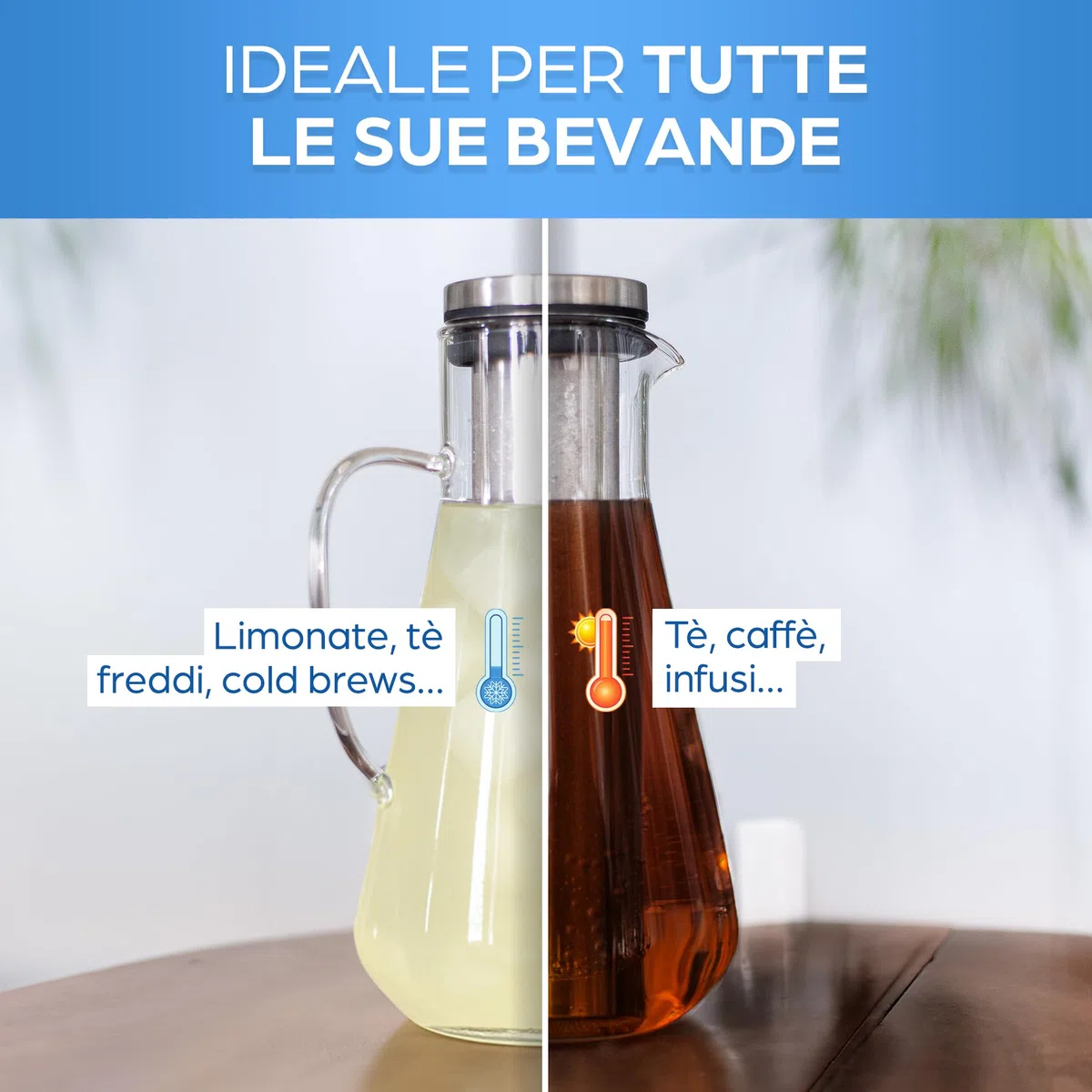 ORINKO® Caraffa Vetro - Brocca in Vetro con Tappo per Acqua, Design Elegante per Tisane e Spritz - Caraffa Acqua Vetro con Coperchio per Frigo - Brocche Ideali per Ogni Occasione