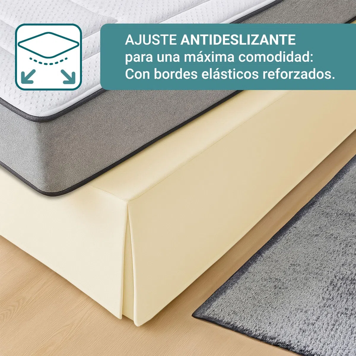 ECOMMERC3 | Fodera per struttura letto da 160 dimensioni per lettino da 160 x 190/200 cm - Copriletto beige vestibilità antiscivolo e traspirante 100% Made in Spain