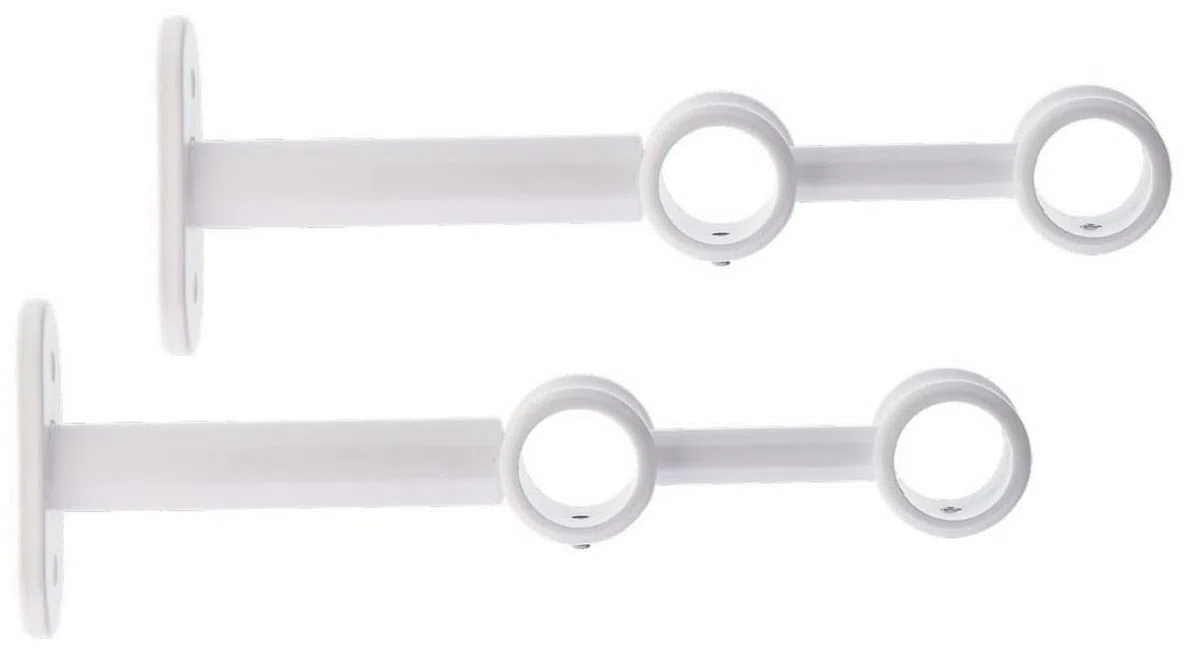 2 staffe da parete doppie, estensibili e regolabili, per asta per tenda/asta Ø 20 mm, fissaggio solido per tende e tende pesanti, in metallo bianco (set di 2 pezzi, lunghezza 15-19,5 cm)