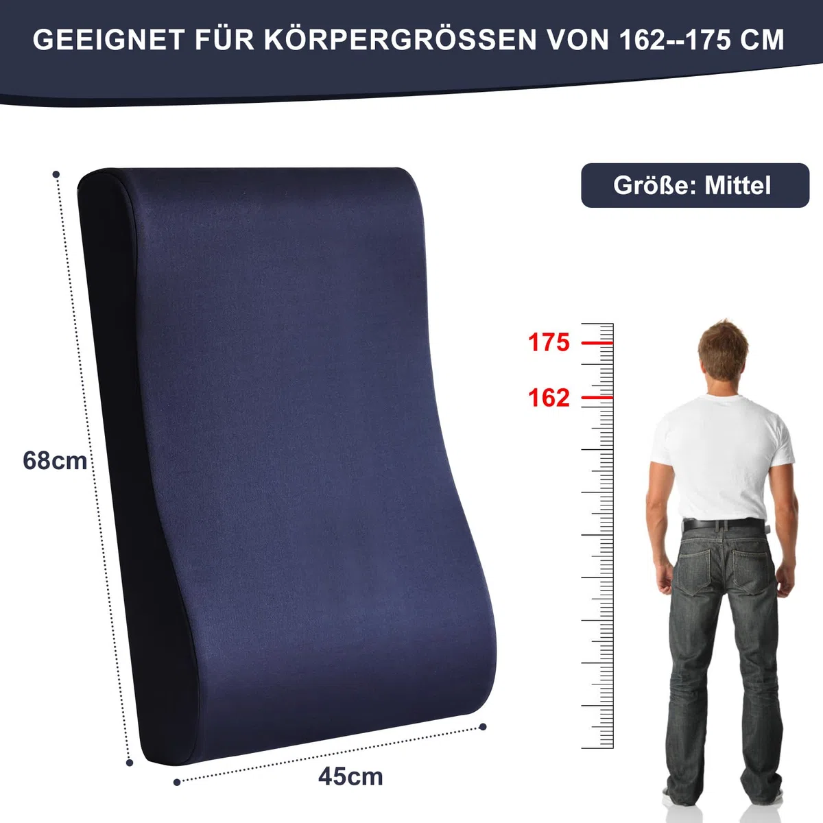 GOFORIT Cuscino ergonomico per sedia a sdraio e sedia a dondolo, 68 cm, extra alto, morbido cuscino 2 in 1 per collo e lombare, antiscivolo, lavabile, per divano e sedia da ufficio