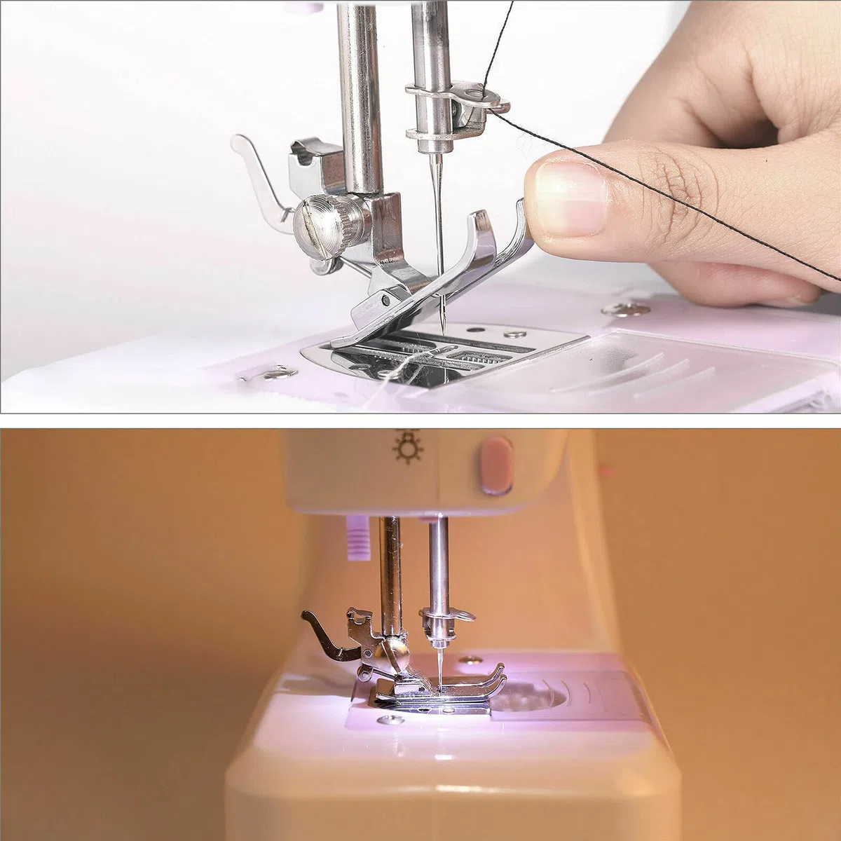 Retoo Macchina da cucire con pedale per principianti, Mini Macchina da cucire e luce LED per bambini e principianti 12 schemi punto, elettronica professionale domestica, Alimentazione elettrica