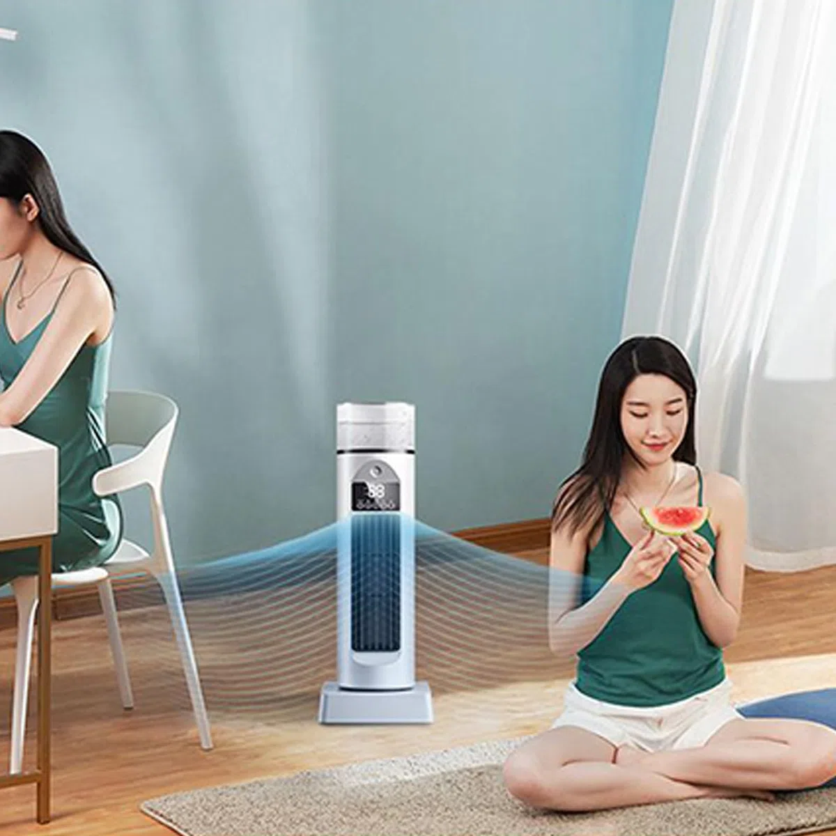 Ventilatore per aria condizionata, condizionatore d'aria personale, ventola AC – silenzioso, oscillante a 6 velocità, con telecomando e serbatoio 'acqua, timer 6 ore, per casa, ufficio,