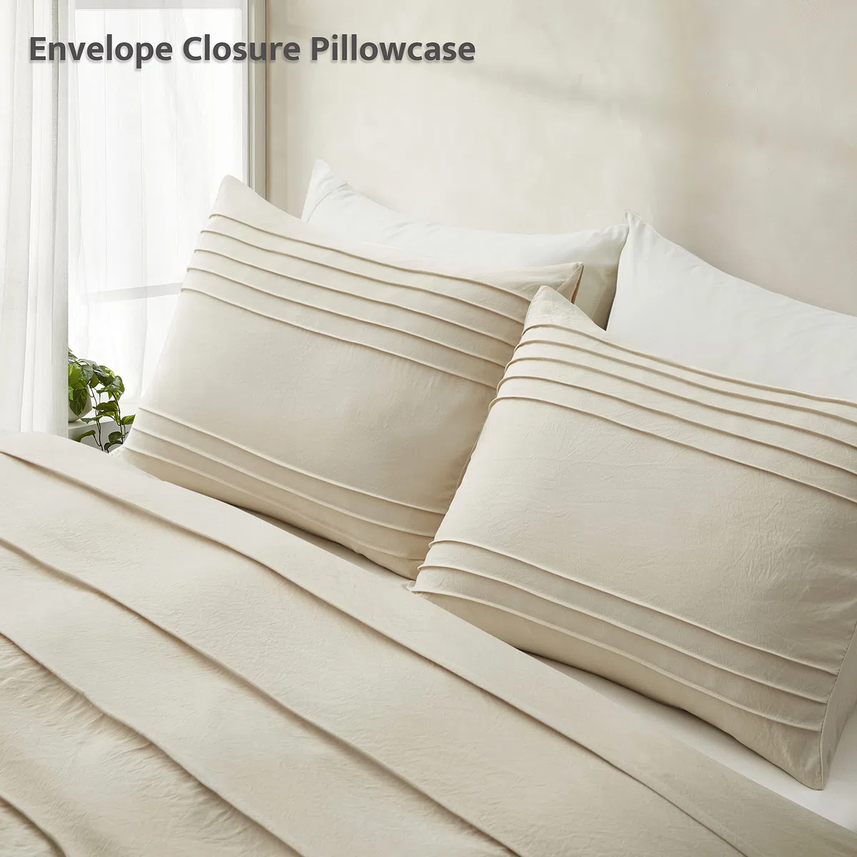 Oli Anderson Copripiumino plissettato (beige, matrimoniale/queen size (228 x 228 cm)