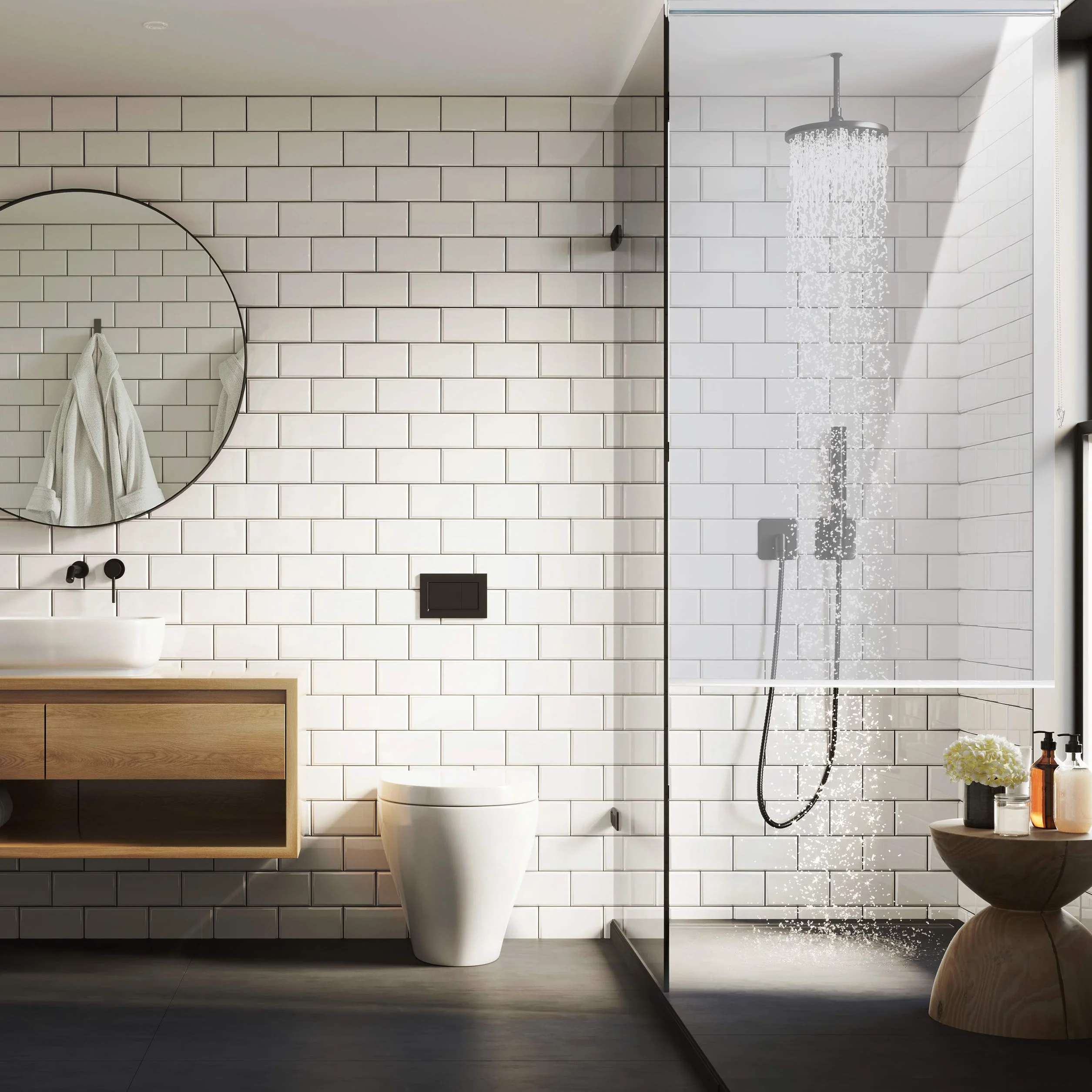 Relaxdays Tenda per Doccia Moderna, 80x240 cm, Vasca da Bagno, Idrorepellente, Montaggio a Soffitto, Rullo,Trasparente