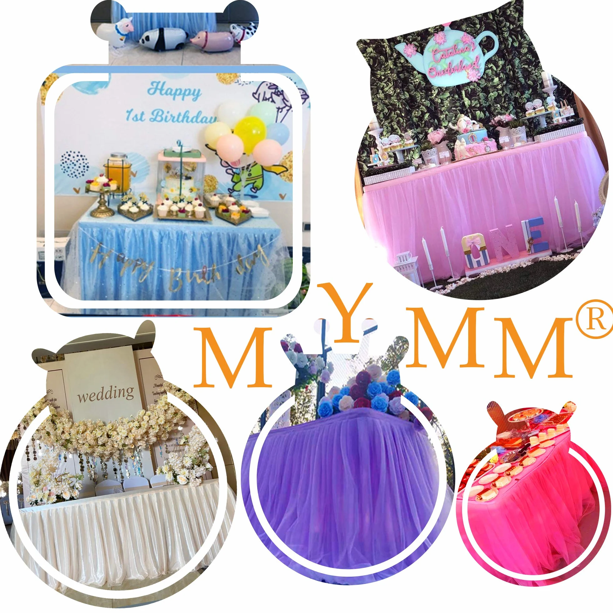 14ft / 426cm Viola Gonna da Tavolo, Garza da scrivania in Tulle Romantico, Decorazione da tavola, tovaglia da Tavolo per Tutu con Fiocchi di Neve, per Shower, Matrimonio, Compleanno,Natale