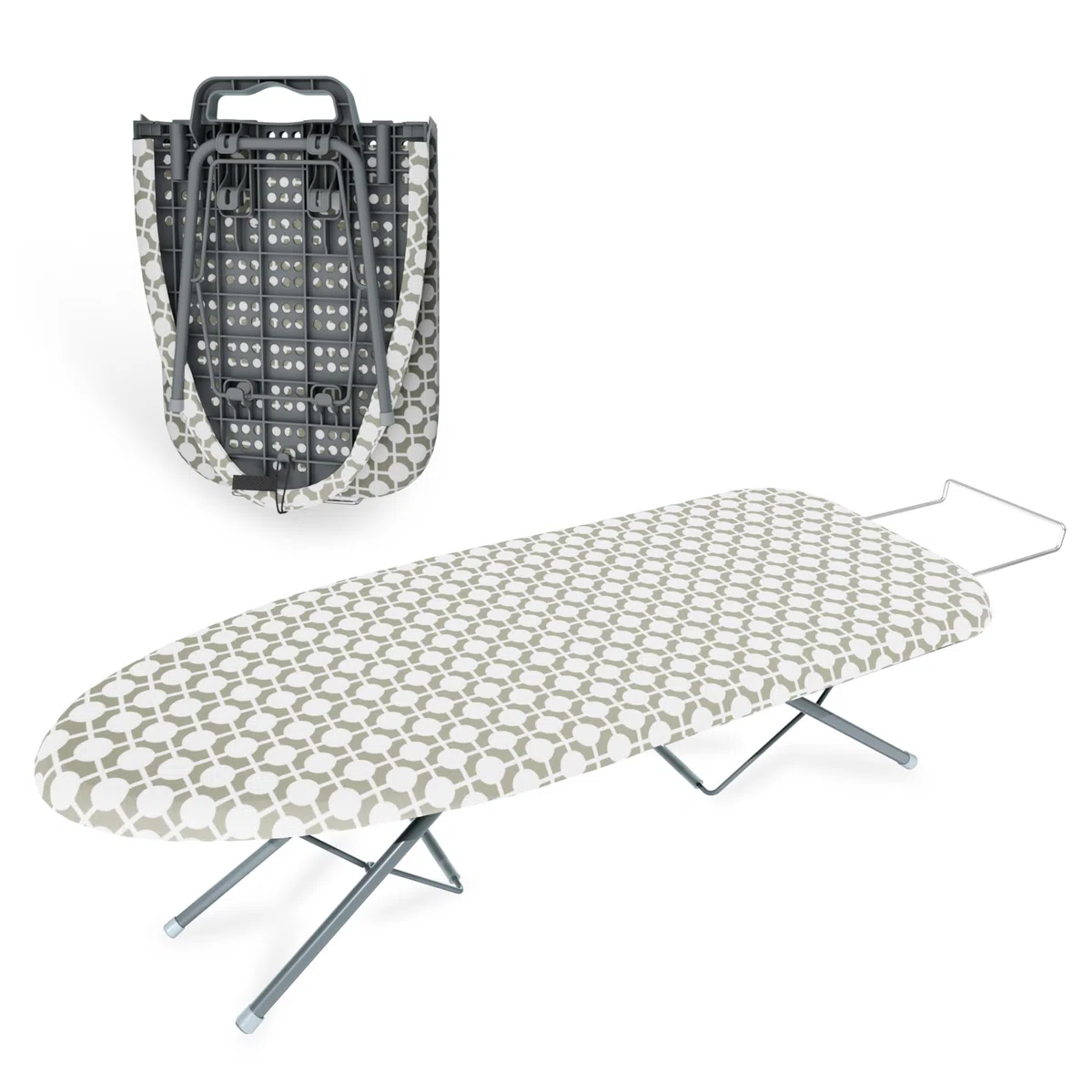 Assi da Stiro Piccolo Pieghevole Salvaspazio Portatile Professionale con Telaio (Grigio)