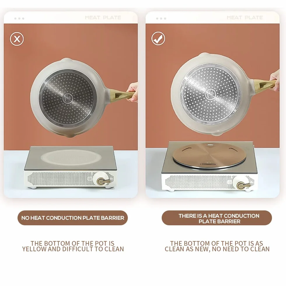 Piastra adattatore a induzione in acciaio inox, 16 cm, adattatore a induzione con manico rimovibile, adattatore per piano cottura a induzione, piastra adattatore per moka, pentola per latte