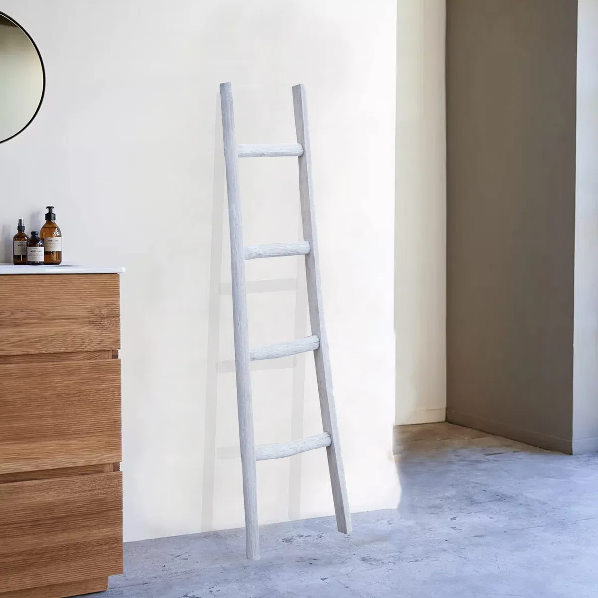 Biscottini Scaletta porta asciugamani bagno 150x8x40 - Scala Decorativa in Legno - Scala portasciugamani - Scaletta legno appendi asciugamani - Scalette portasciugamani da parete Metallo, Bambu