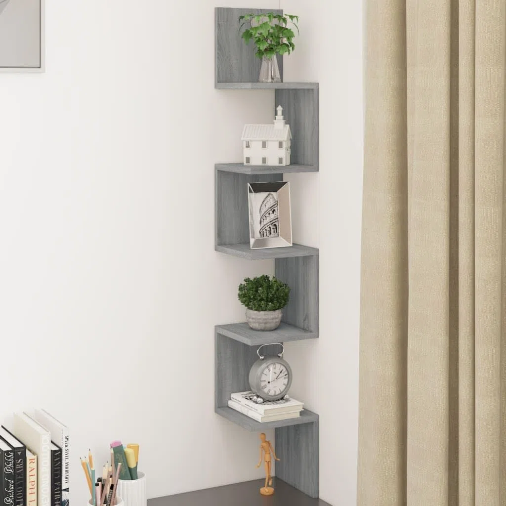vidaXL Mensola Angolare Grigio Sonoma 20x20x127,5 cm Truciolato