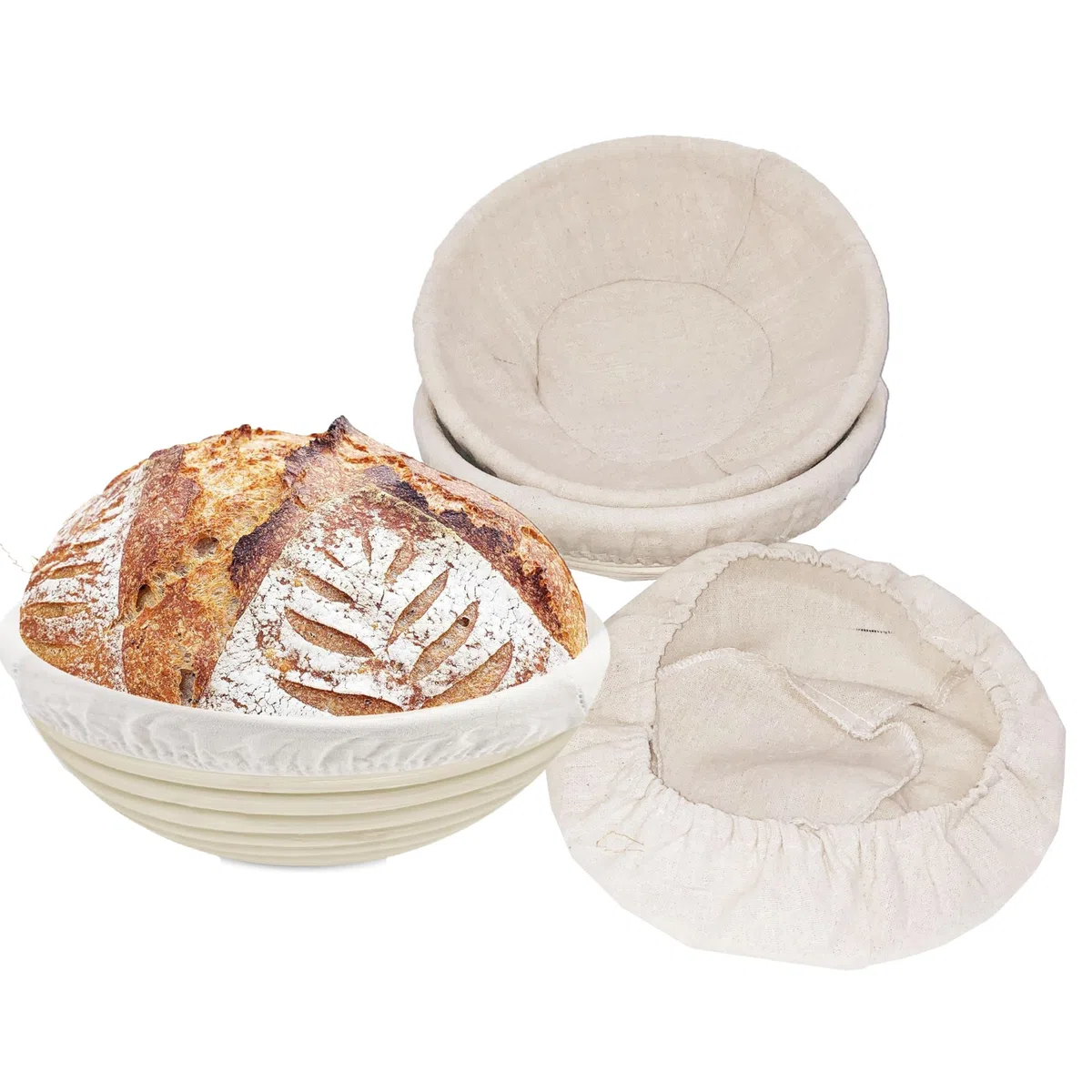 Goodchancecuk - Cestino per la lievitazione del pane, 3 pezzi, in rattan naturale, 25x8cm, per impasto di pane, pizza e pasticceria (rotondo)