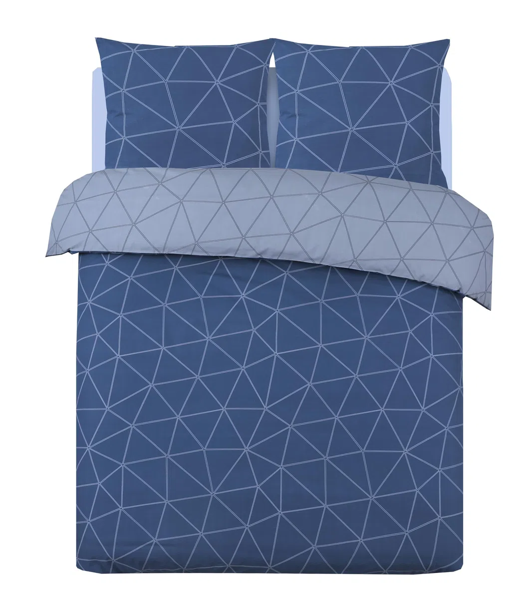 VISION Hugo Blu - 100% cotone - Set Copripiumoni matrimoniale reversibile 240 x 220cm con 2 federe 65 x 65cm per letto matrimoniale - Tessuto morbido e confortevole - Certificato Oeko-Tex