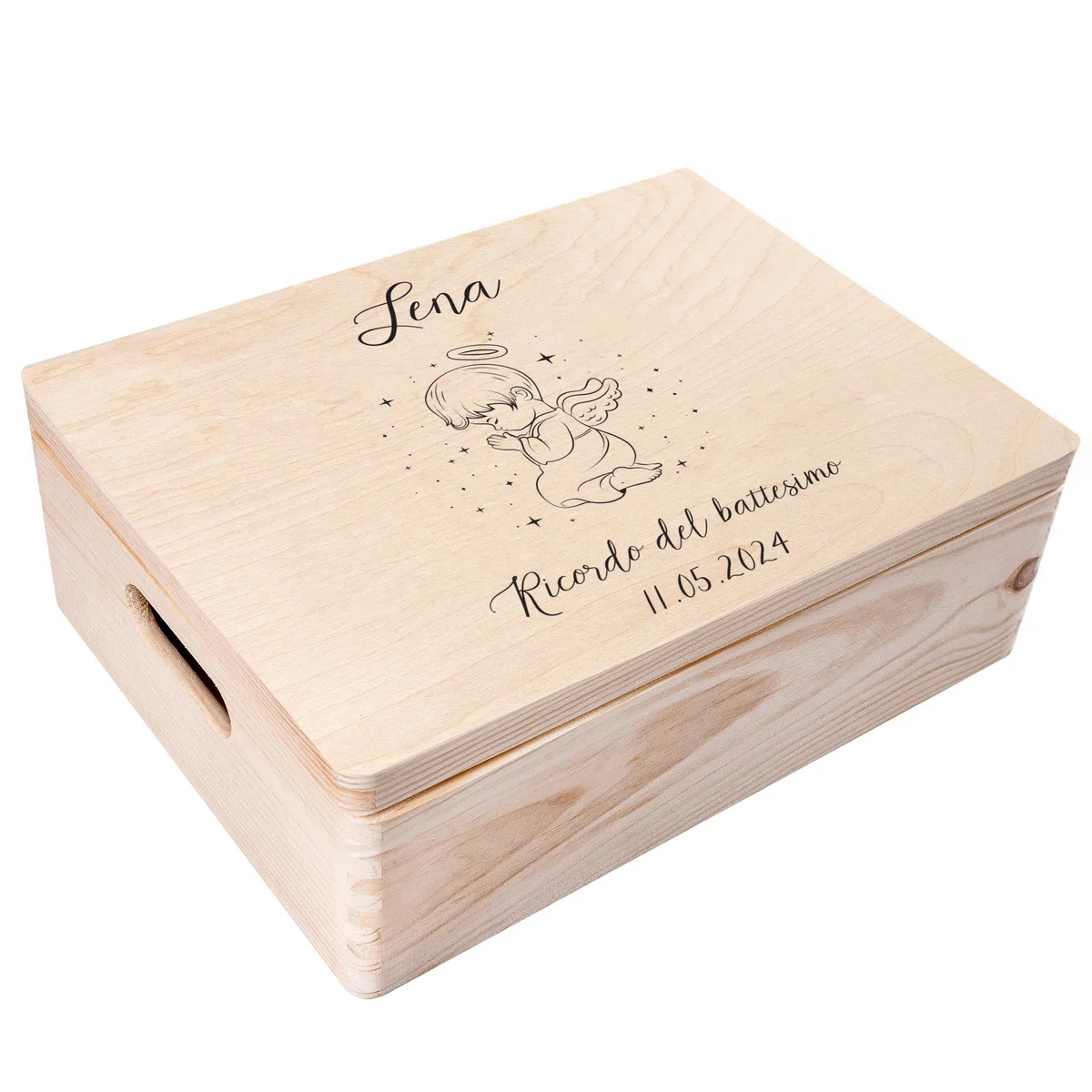 Creative Deco Battesimo Scatola di Regalo Personalizzato | Scatola della Memoria in Legno per Bambino/Bambina | Personalizzata | Incisione | per Ragazzo e Ragazza | Addobbi