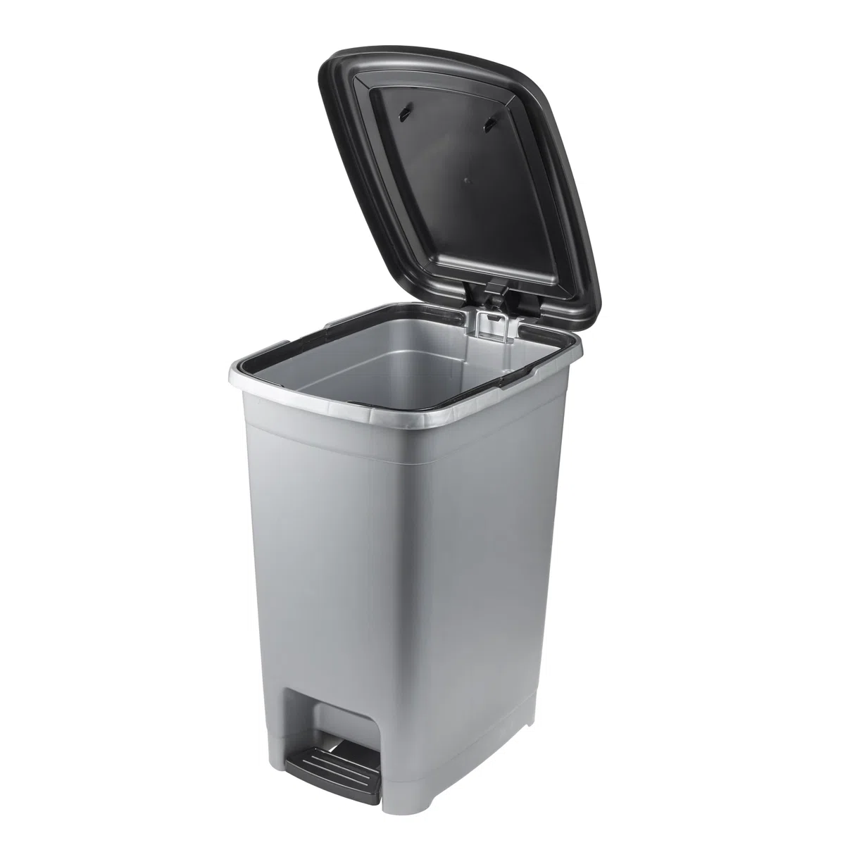 keeeper pattumiera a pedale, 40 l, facile da pulire, pedale per apertura e chiusura igienica, contenitore per rifiuti, 32 x 42 x 53 cm, Olaf, Light Silver (Argento)