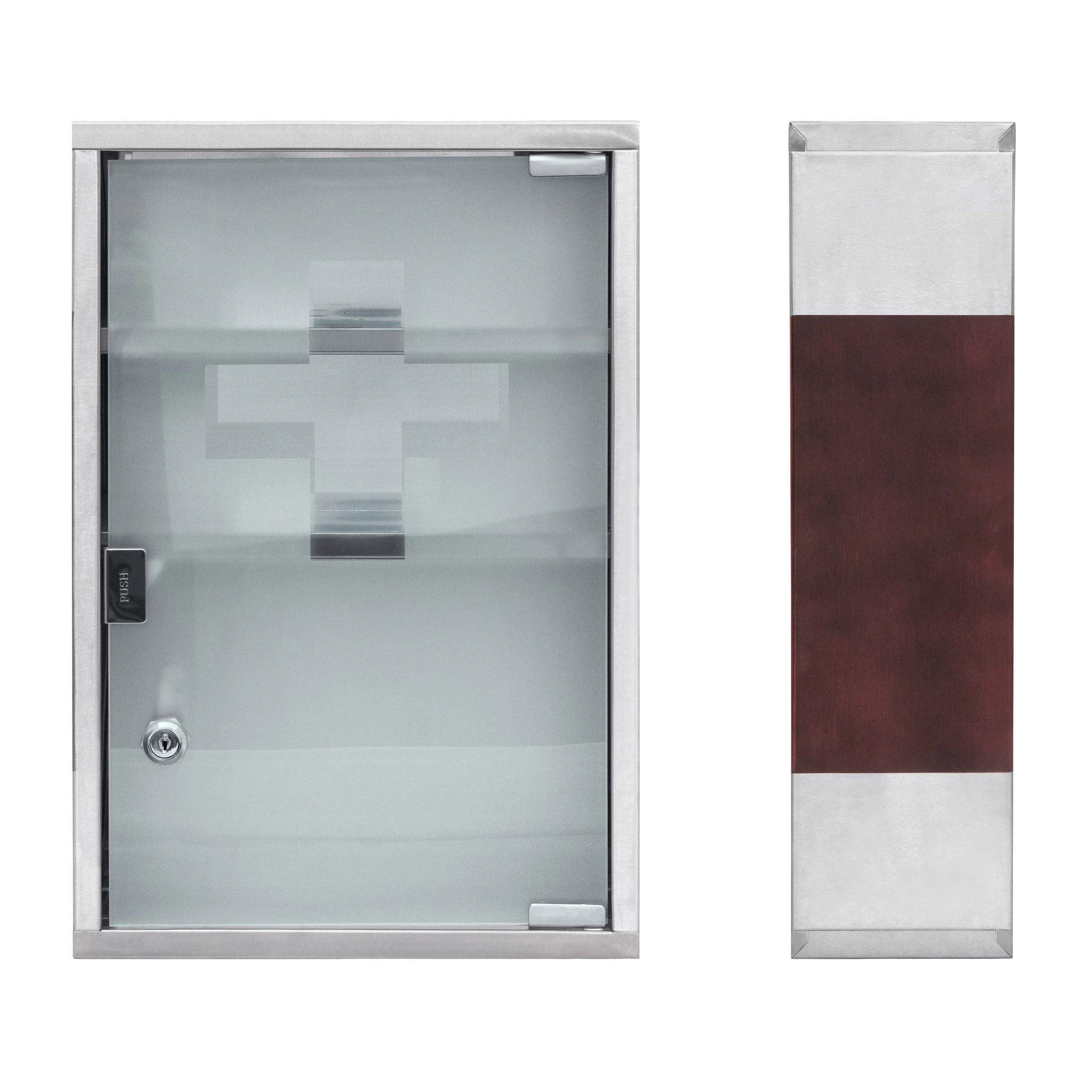 Relaxdays Armadietto Pronto Soccorso, Cassetta Medica, 3 Scomparti, Kit Medicinali, da Muro, 45x30x12 cm, Argentato
