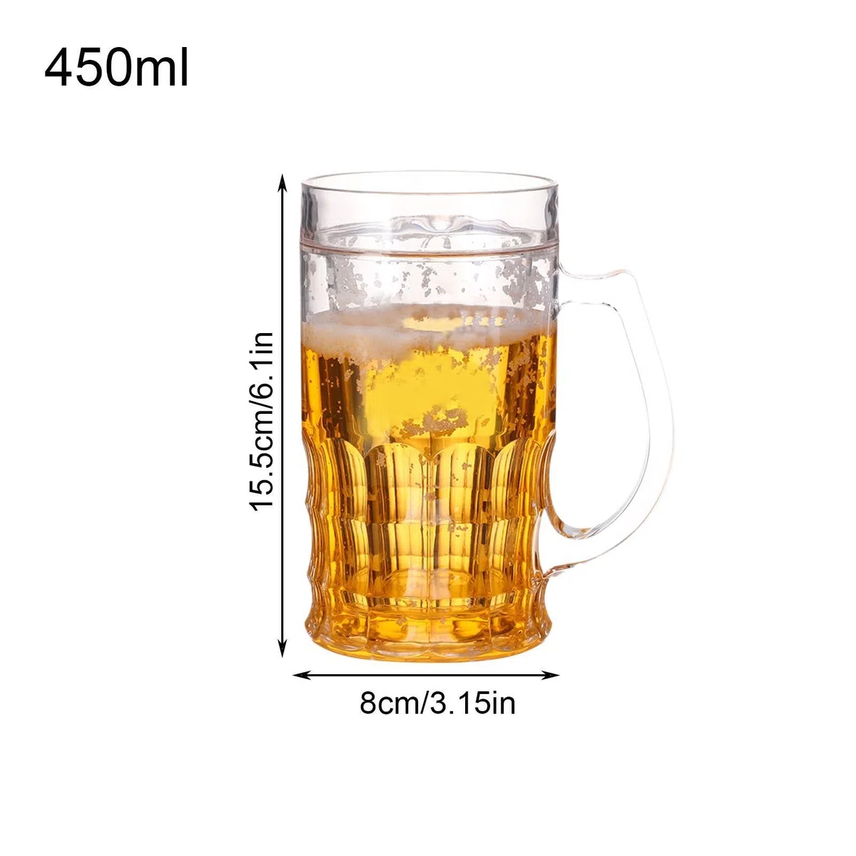 Bicchiere da birra – 450 ml, doppio boccale di birra finto, boccale originale per Oktoberfest, portabicchieri umoristico, gioielli, decorazione da scrivania, divertente contenitore illusione per casa